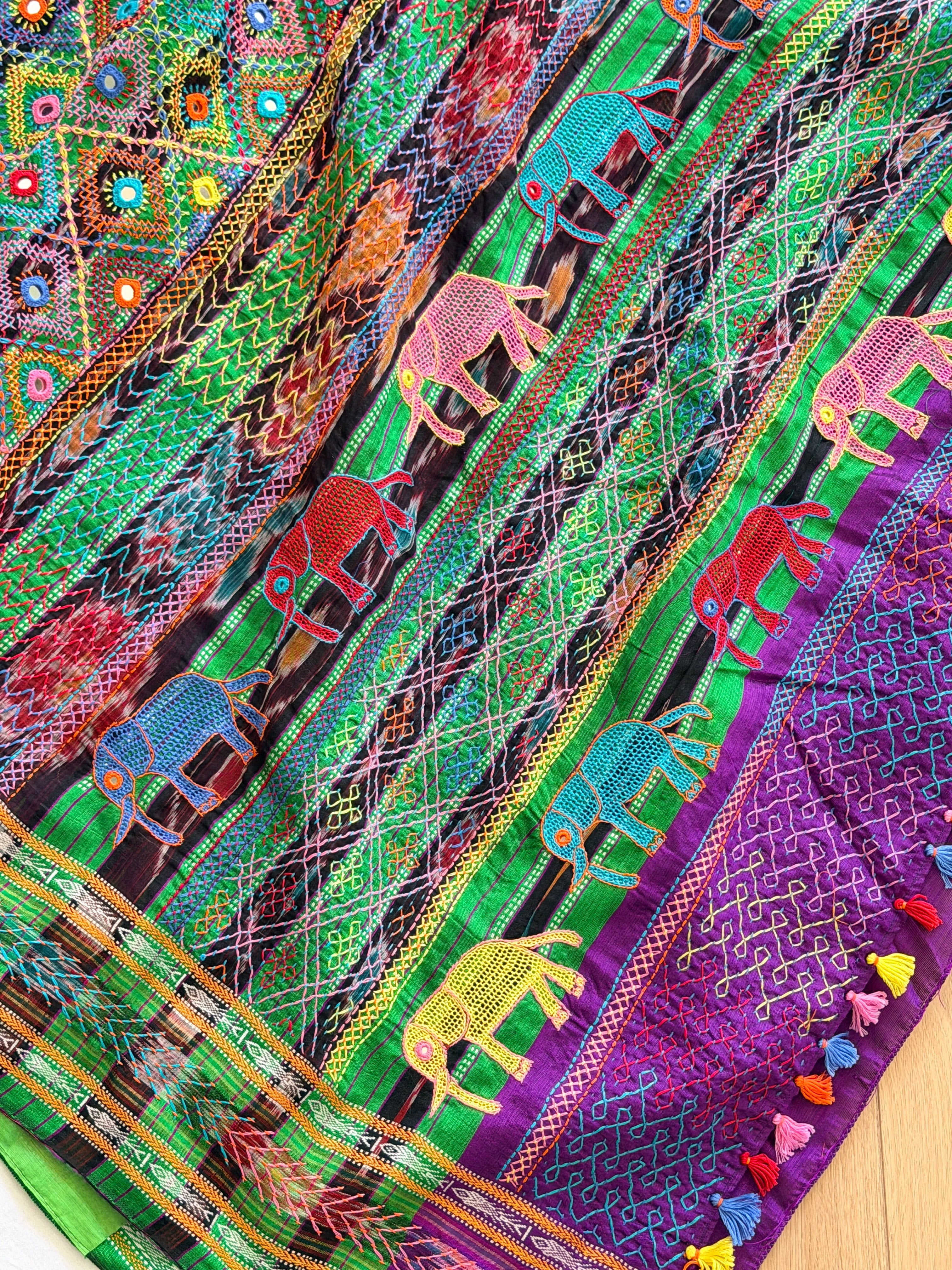 Lambani Hand Embroidered Raw Silk Saree
