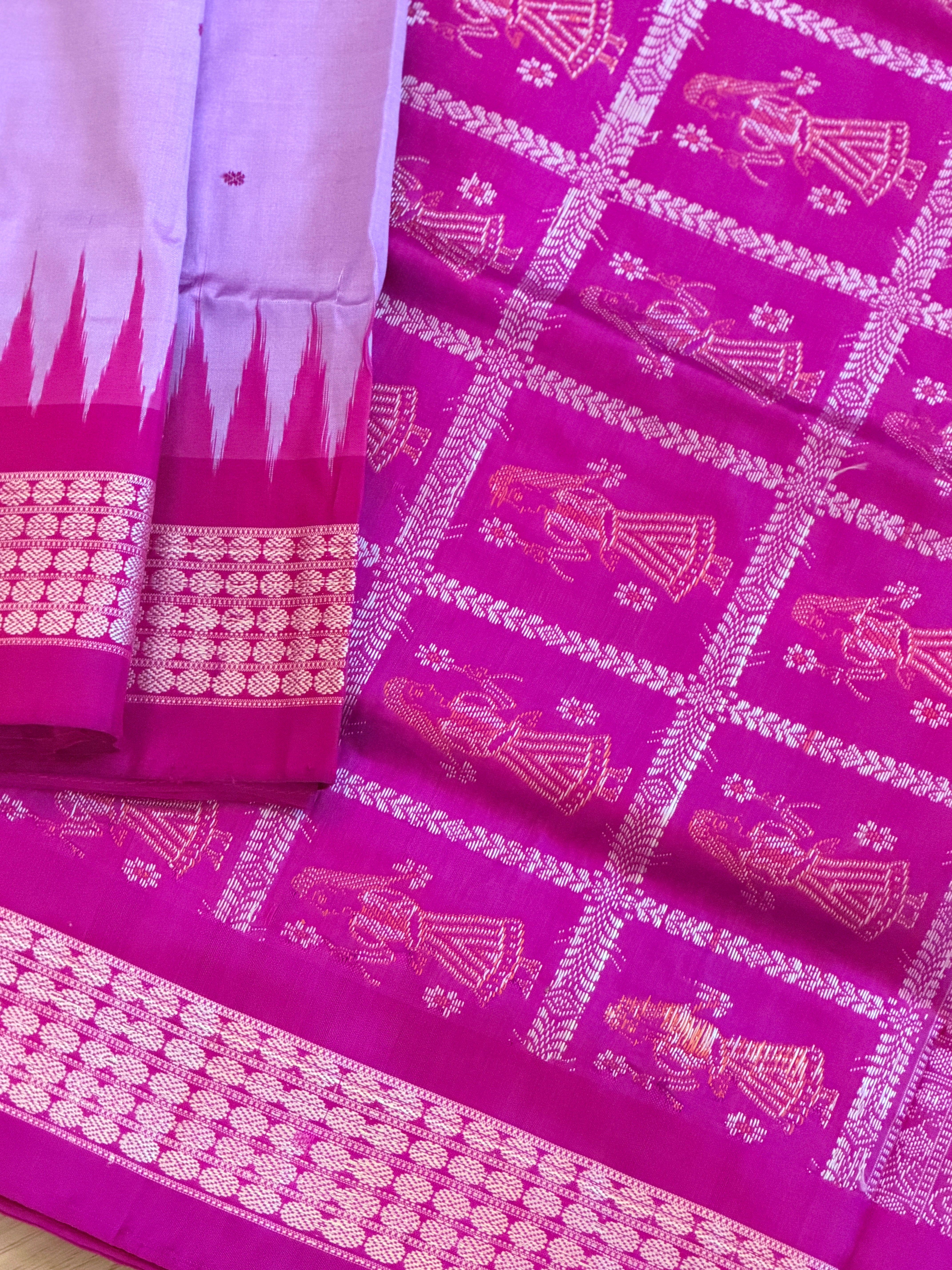 Purple Pure bomkai silk saree with bp