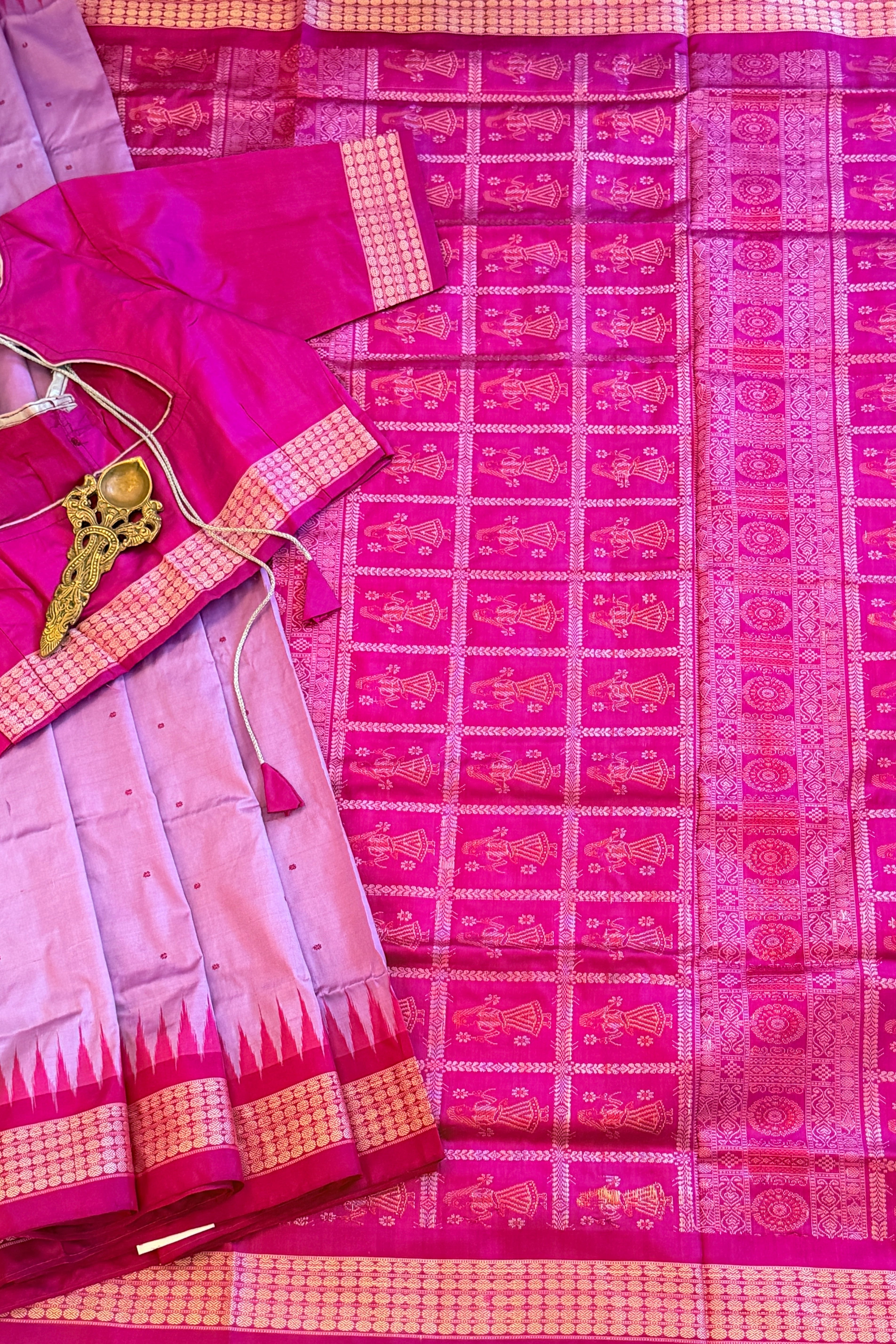 Purple Pure bomkai silk saree with bp