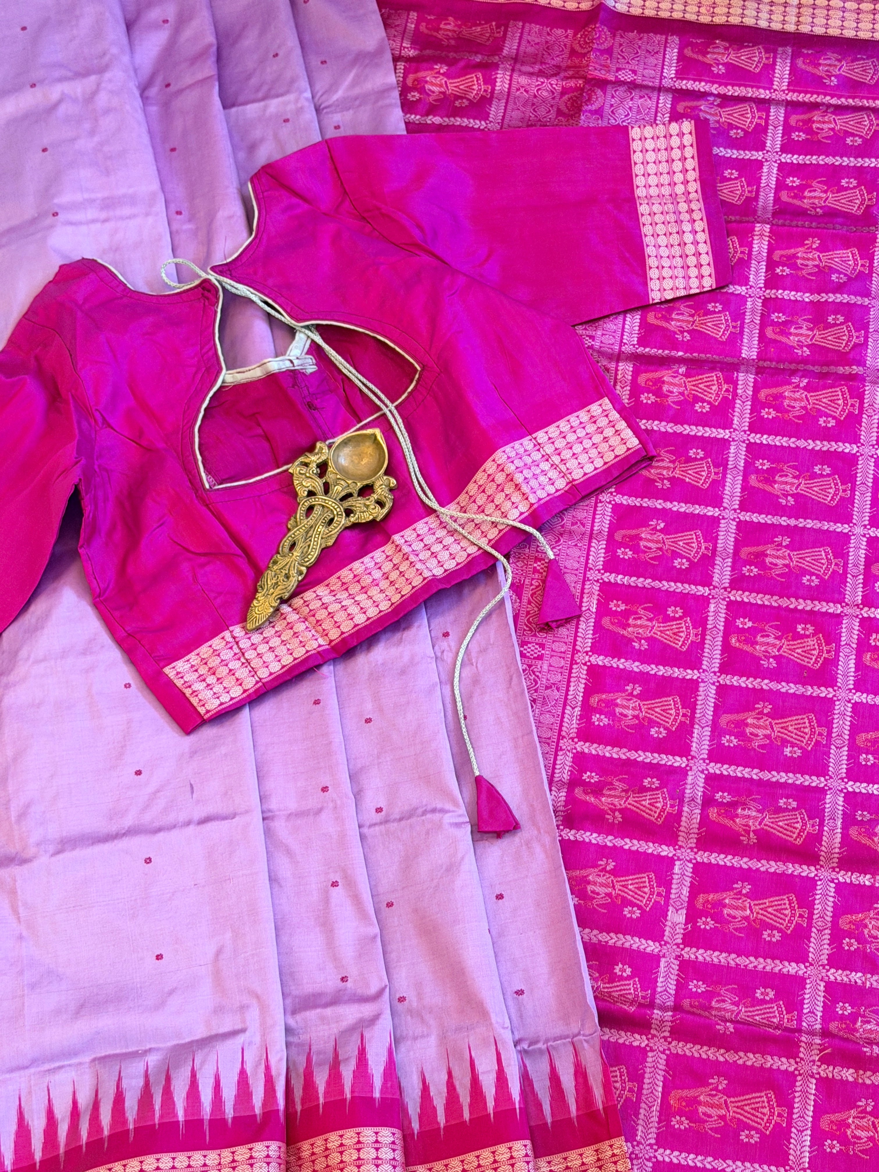 Purple Pure bomkai silk saree with bp