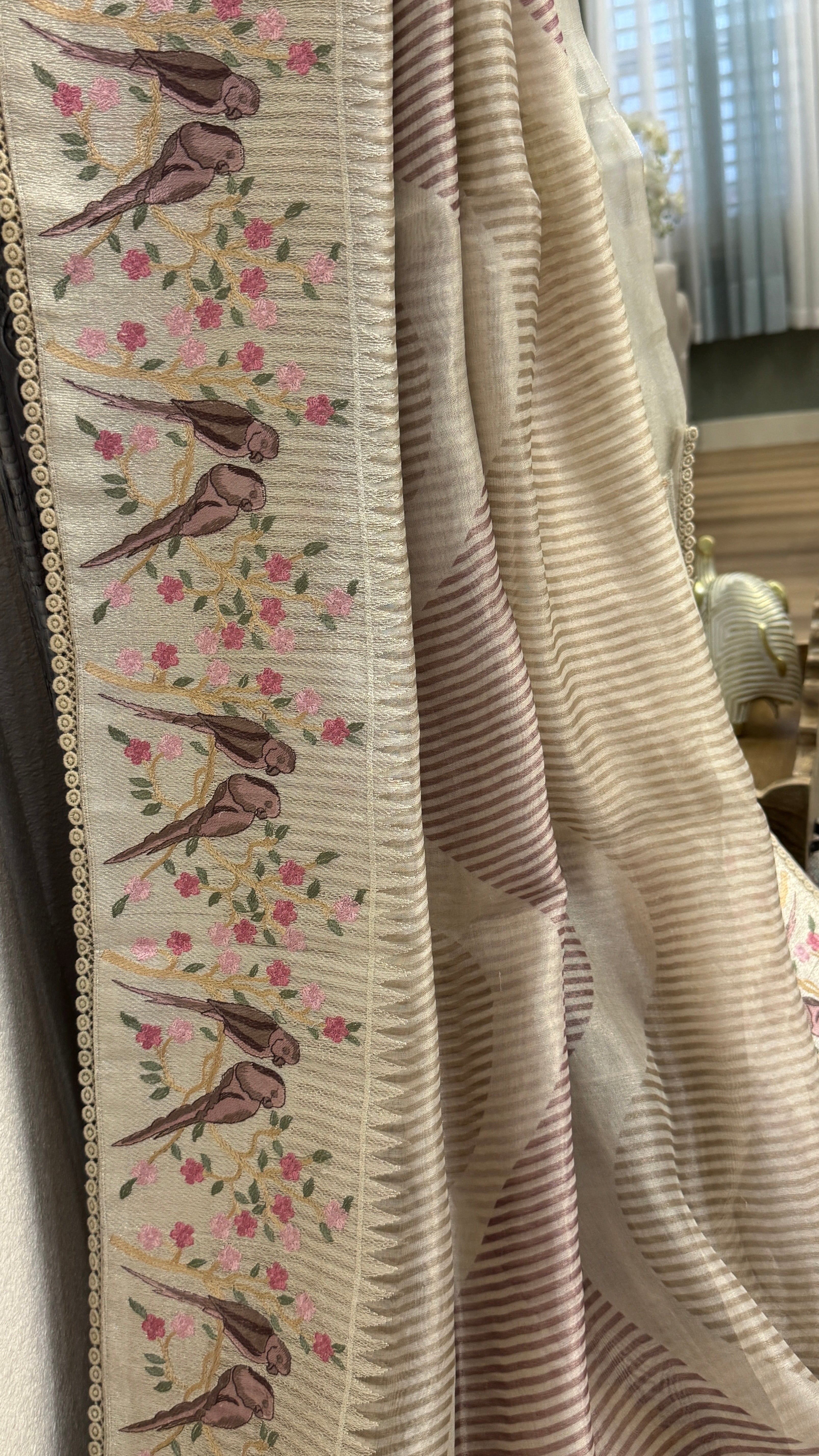 Tissue Silk Saree with paithani woven borders and pallu