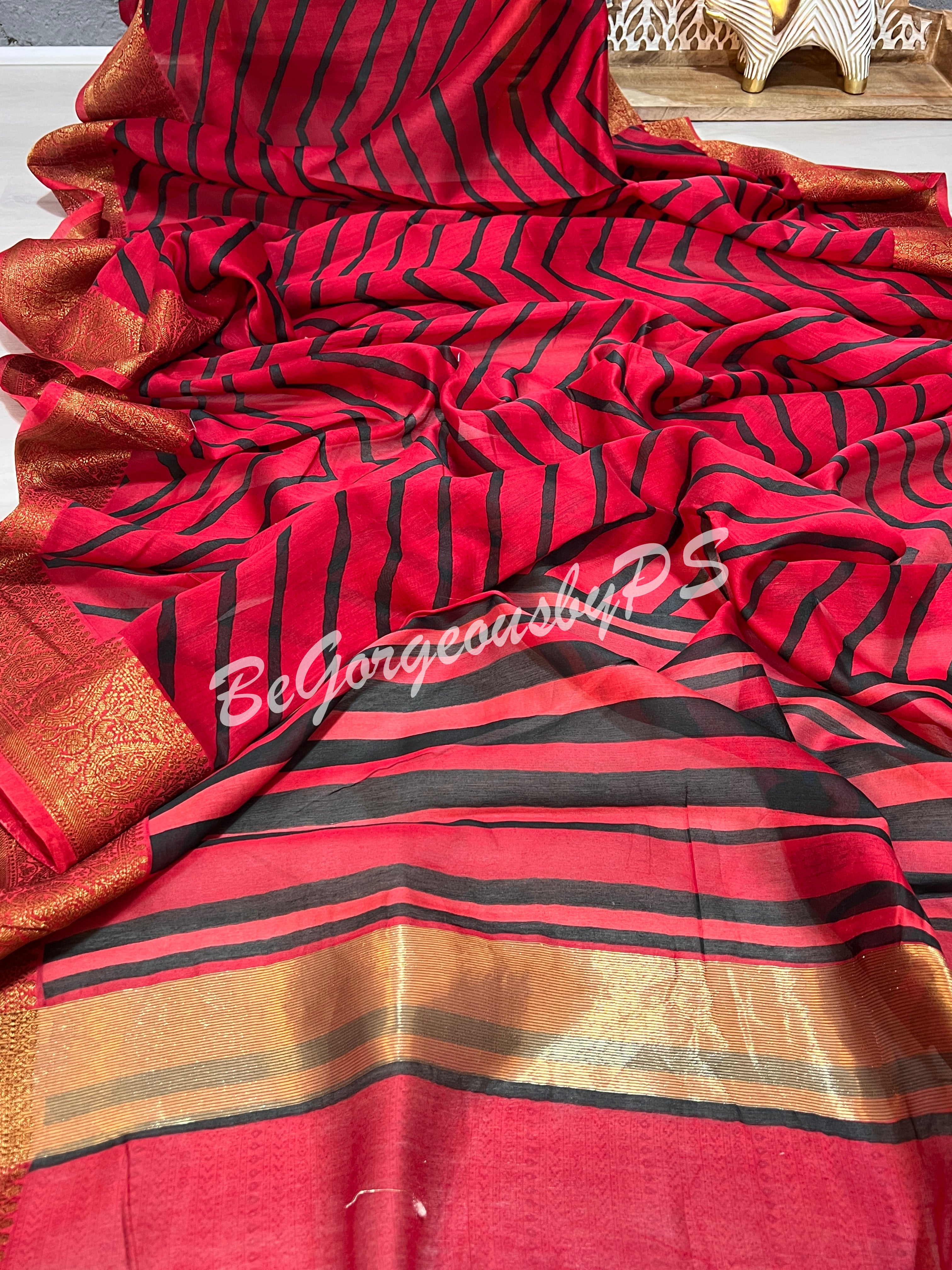 CHANDERI PRINTED RED