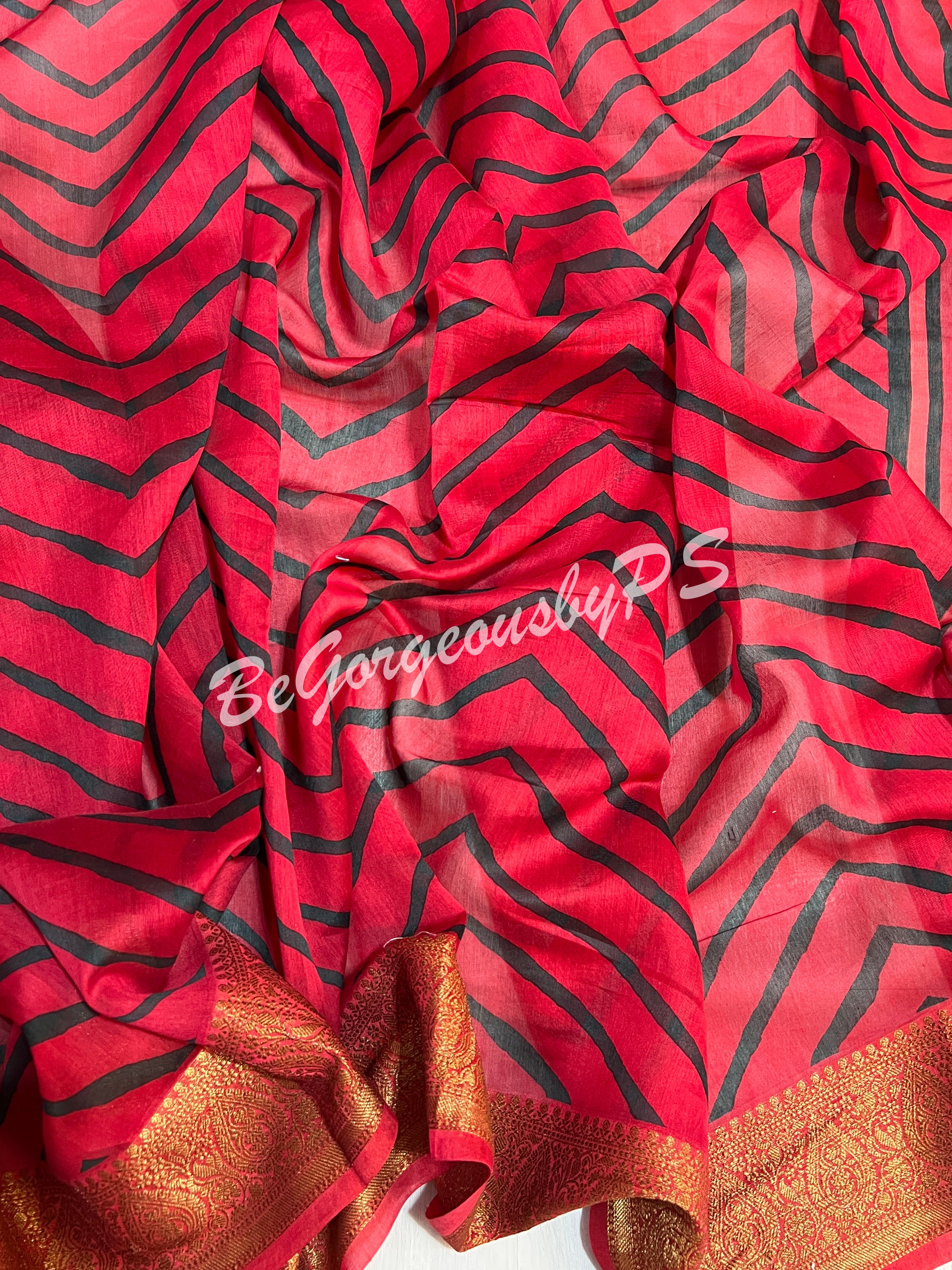 CHANDERI PRINTED RED