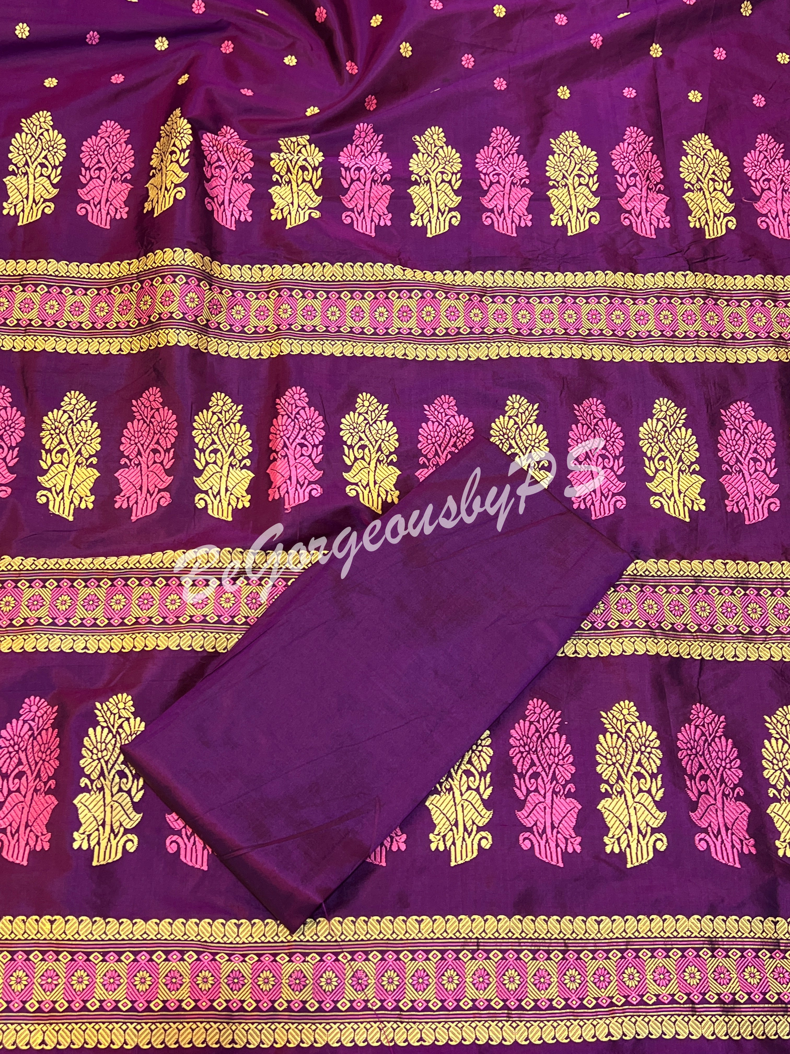 ASSAM SILK PURPLE SAREE