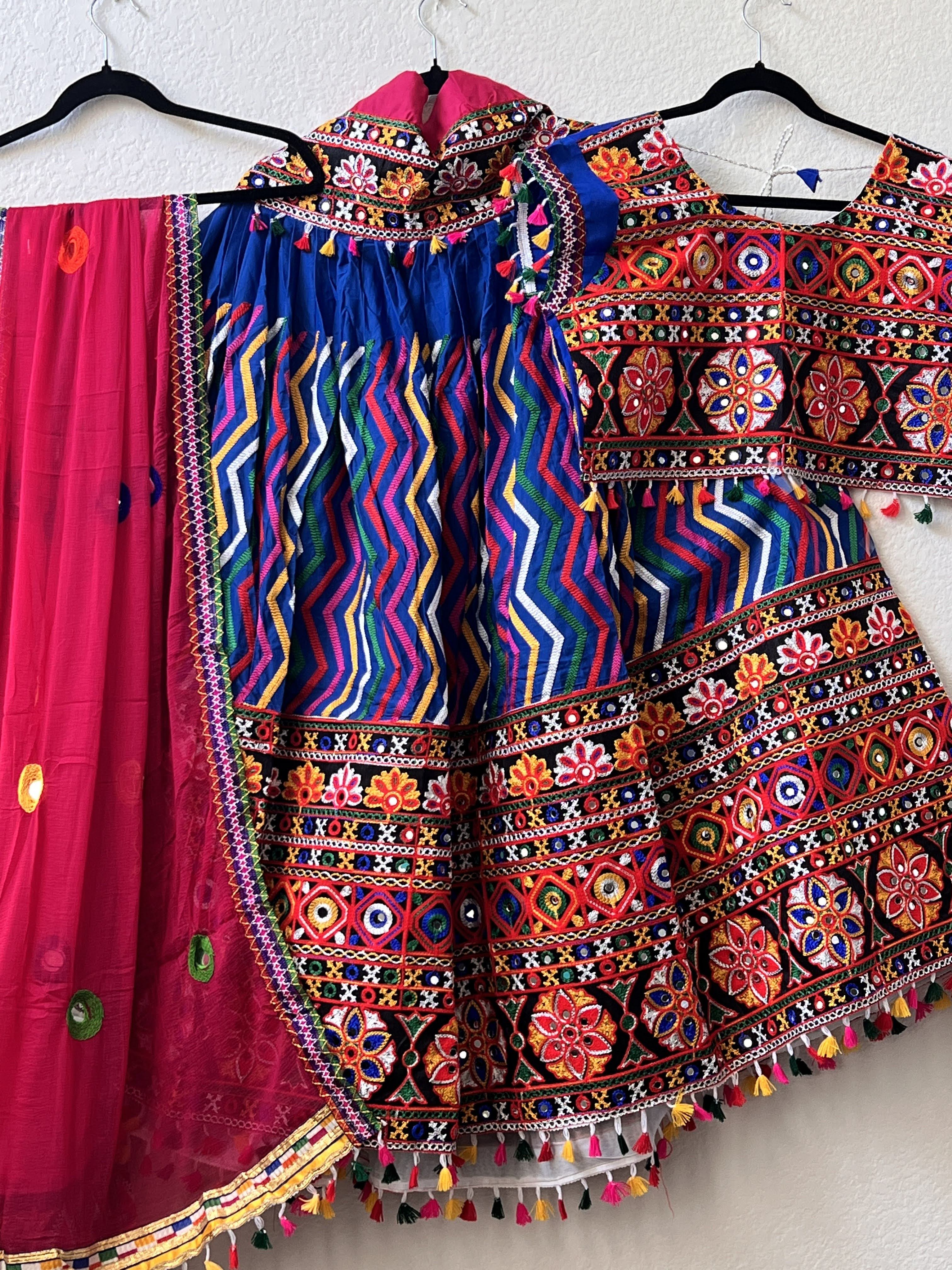 NAVRATRI LEHENGA STRIPES BLUE LE-NAV-STR-BL315