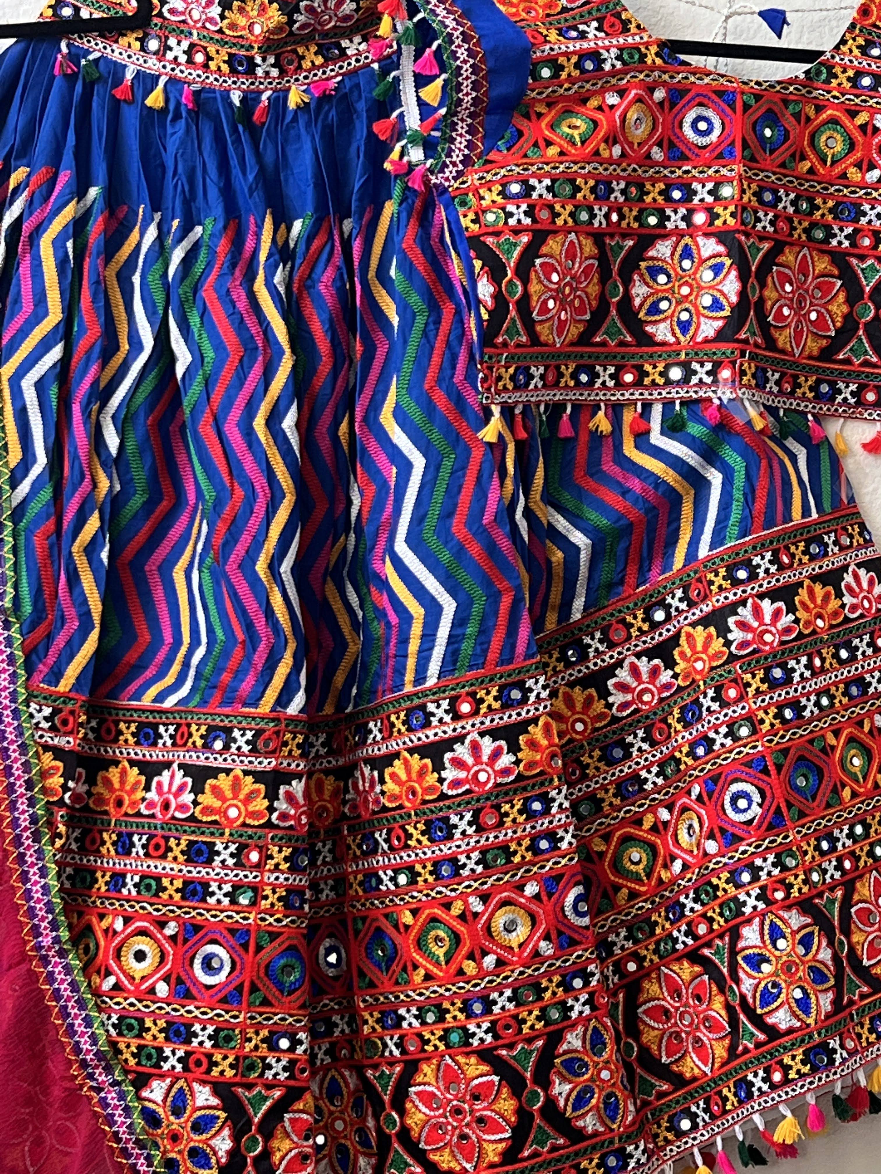 NAVRATRI LEHENGA STRIPES BLUE LE-NAV-STR-BL315
