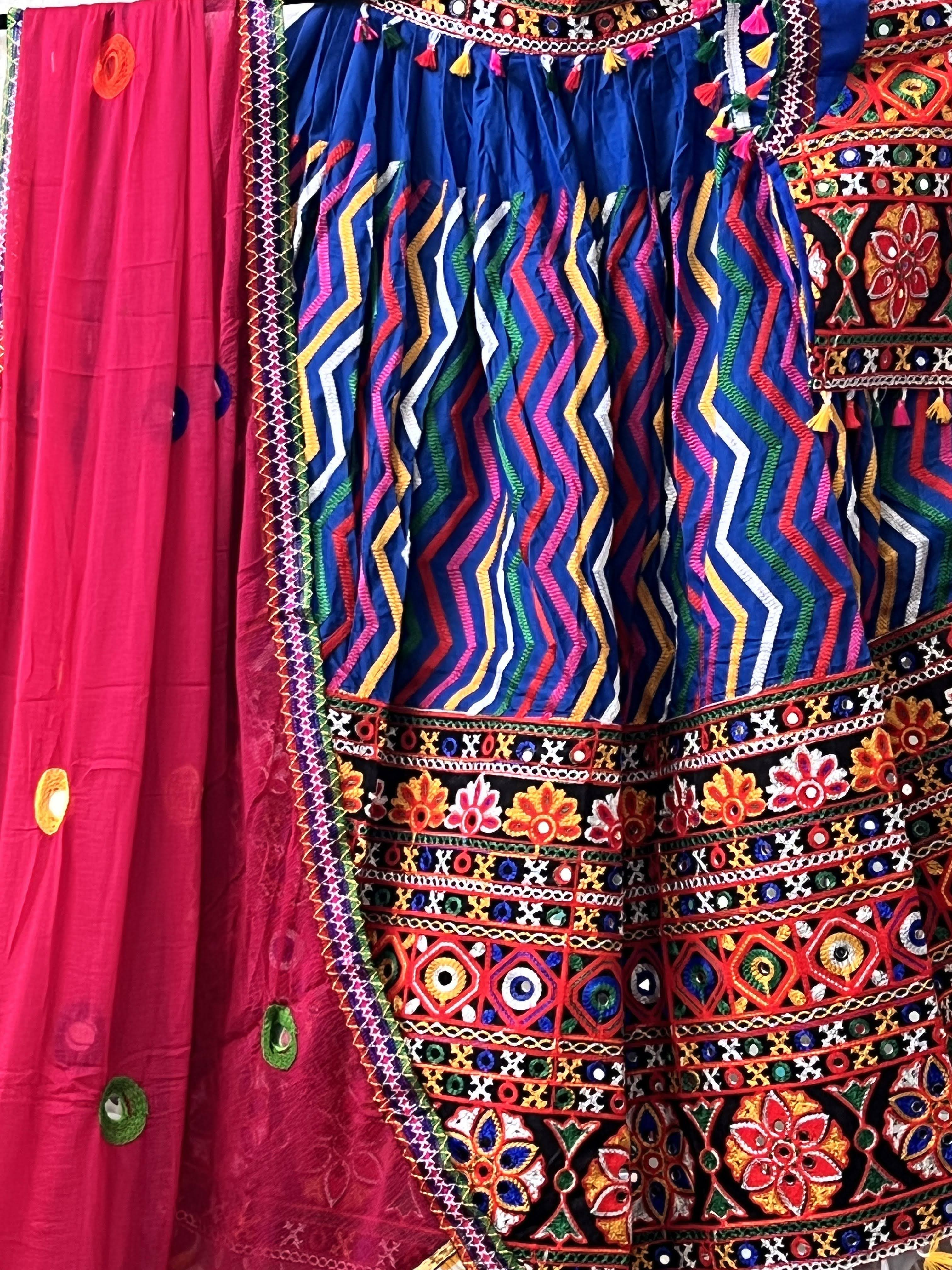 NAVRATRI LEHENGA STRIPES BLUE LE-NAV-STR-BL315