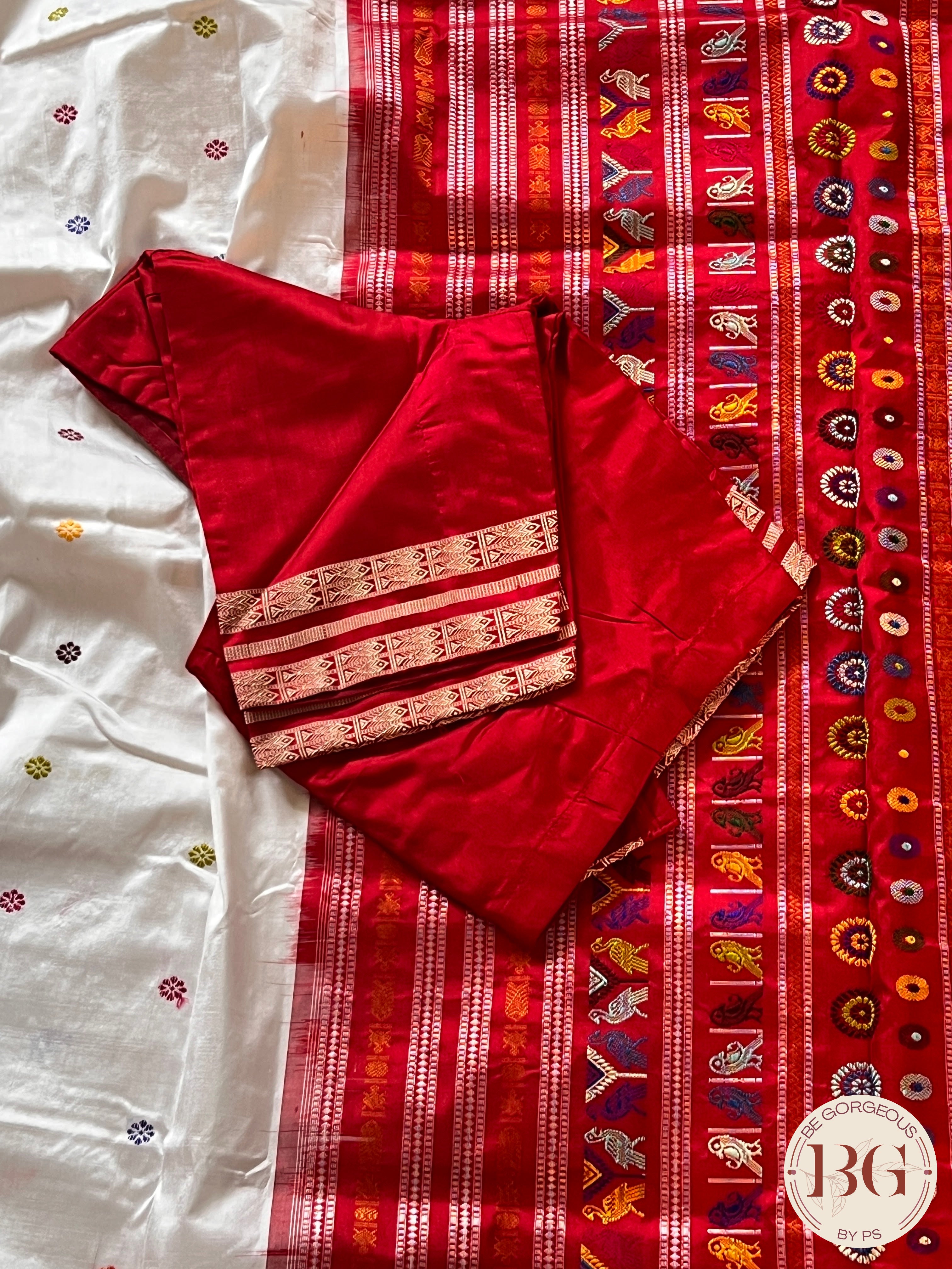 Dolabedi silk sambalpuri premium saree color - white