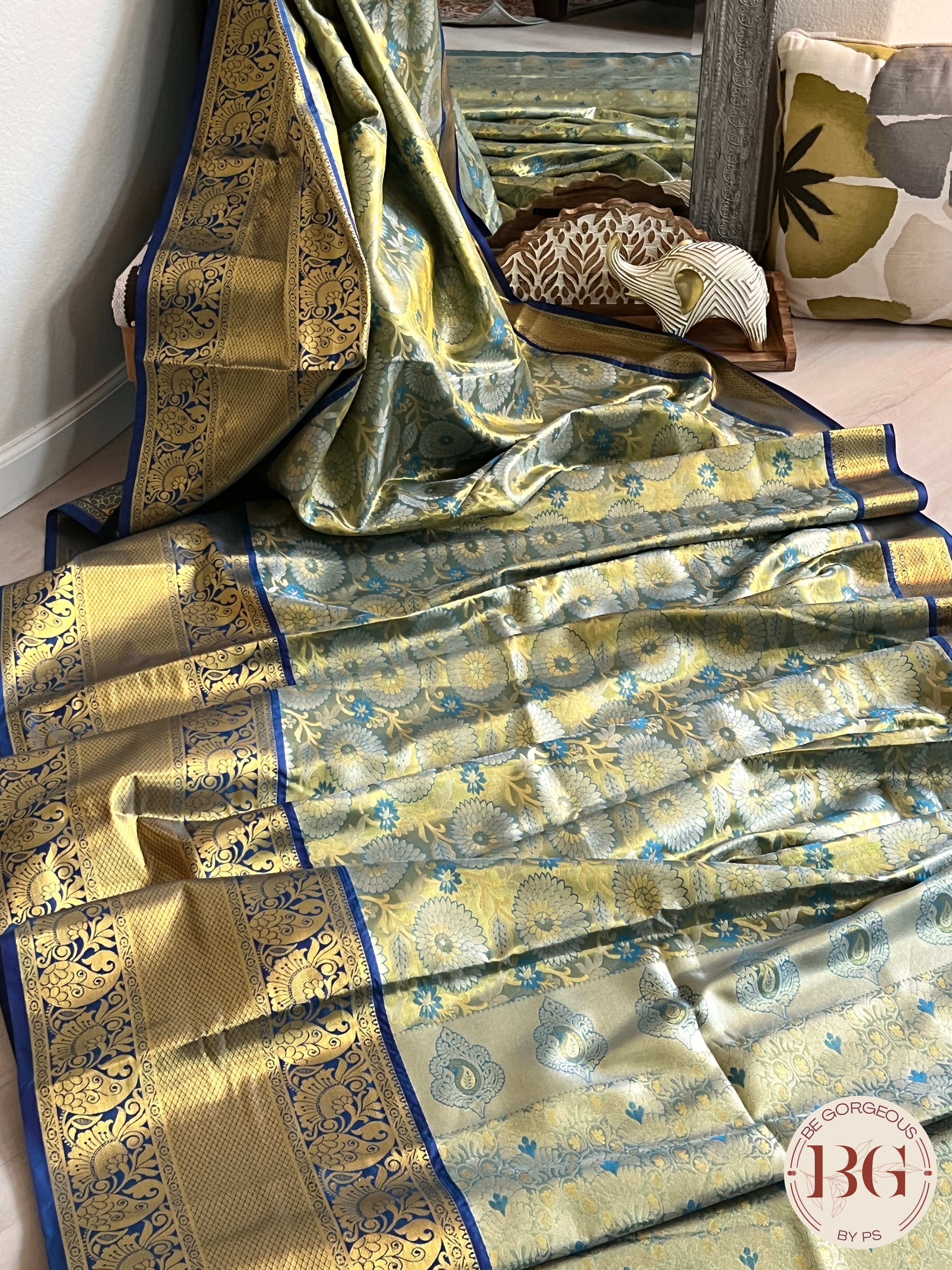 KANJEEVARAM TISSUE SAREE BLUE SA-KAN-TIS-BL396