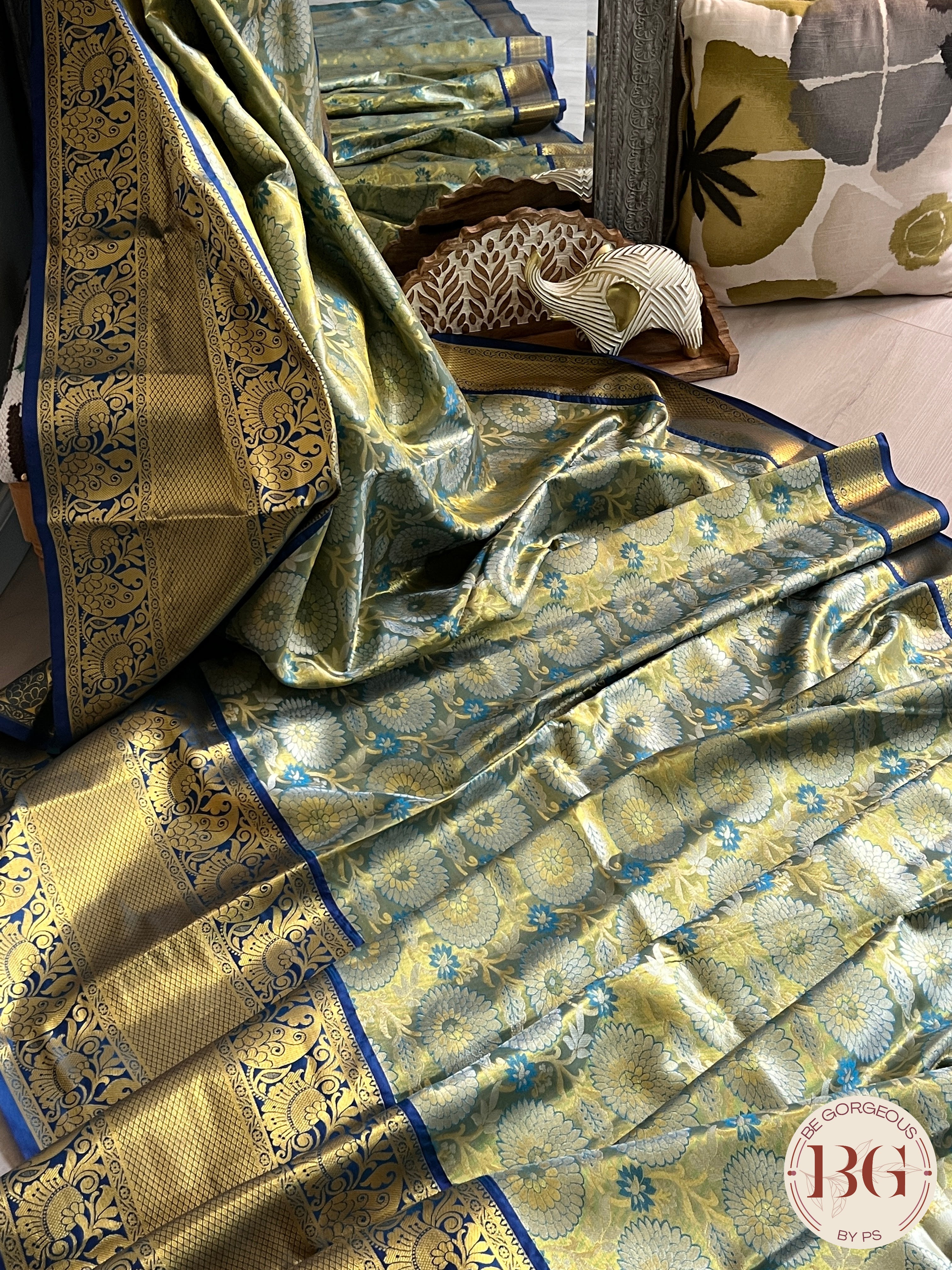 KANJEEVARAM TISSUE SAREE BLUE SA-KAN-TIS-BL396
