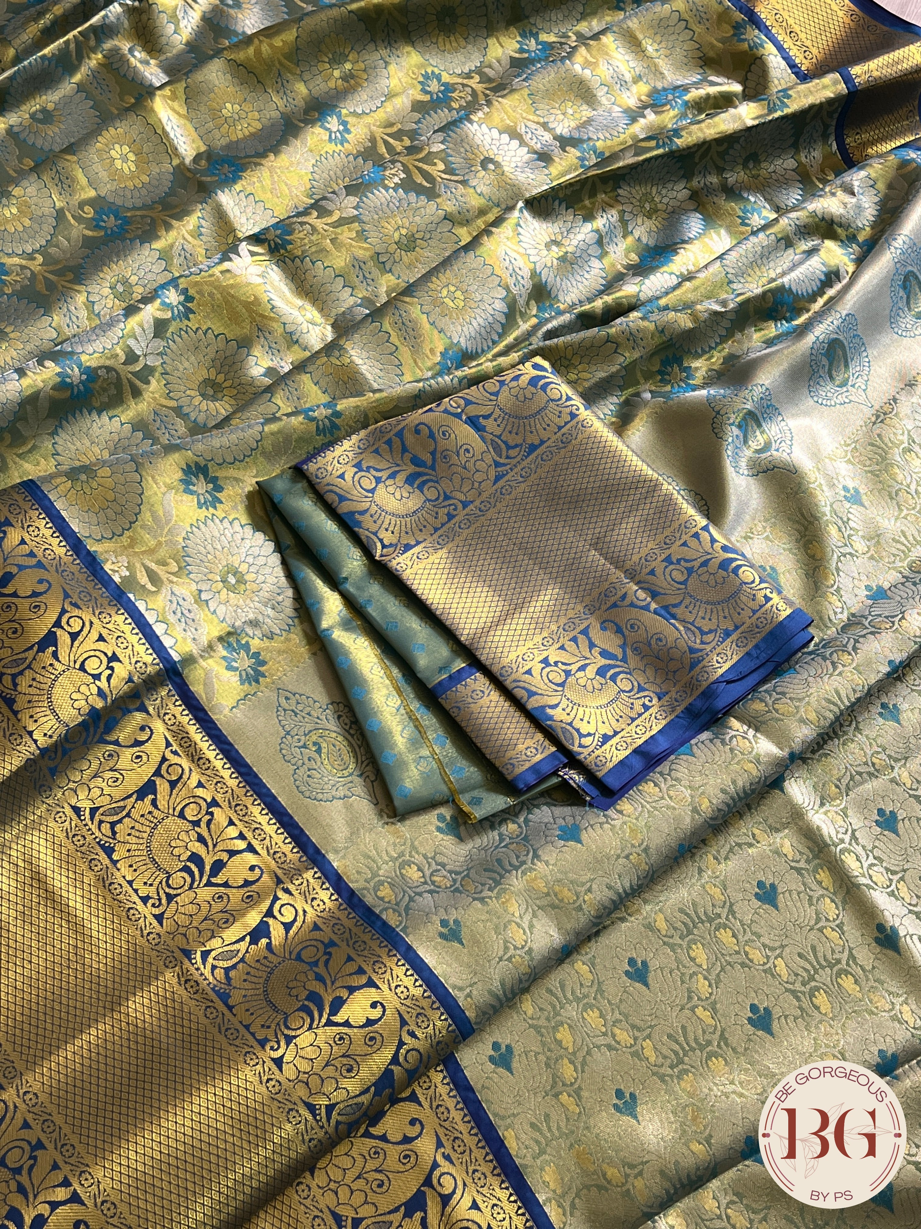 KANJEEVARAM TISSUE SAREE BLUE SA-KAN-TIS-BL396