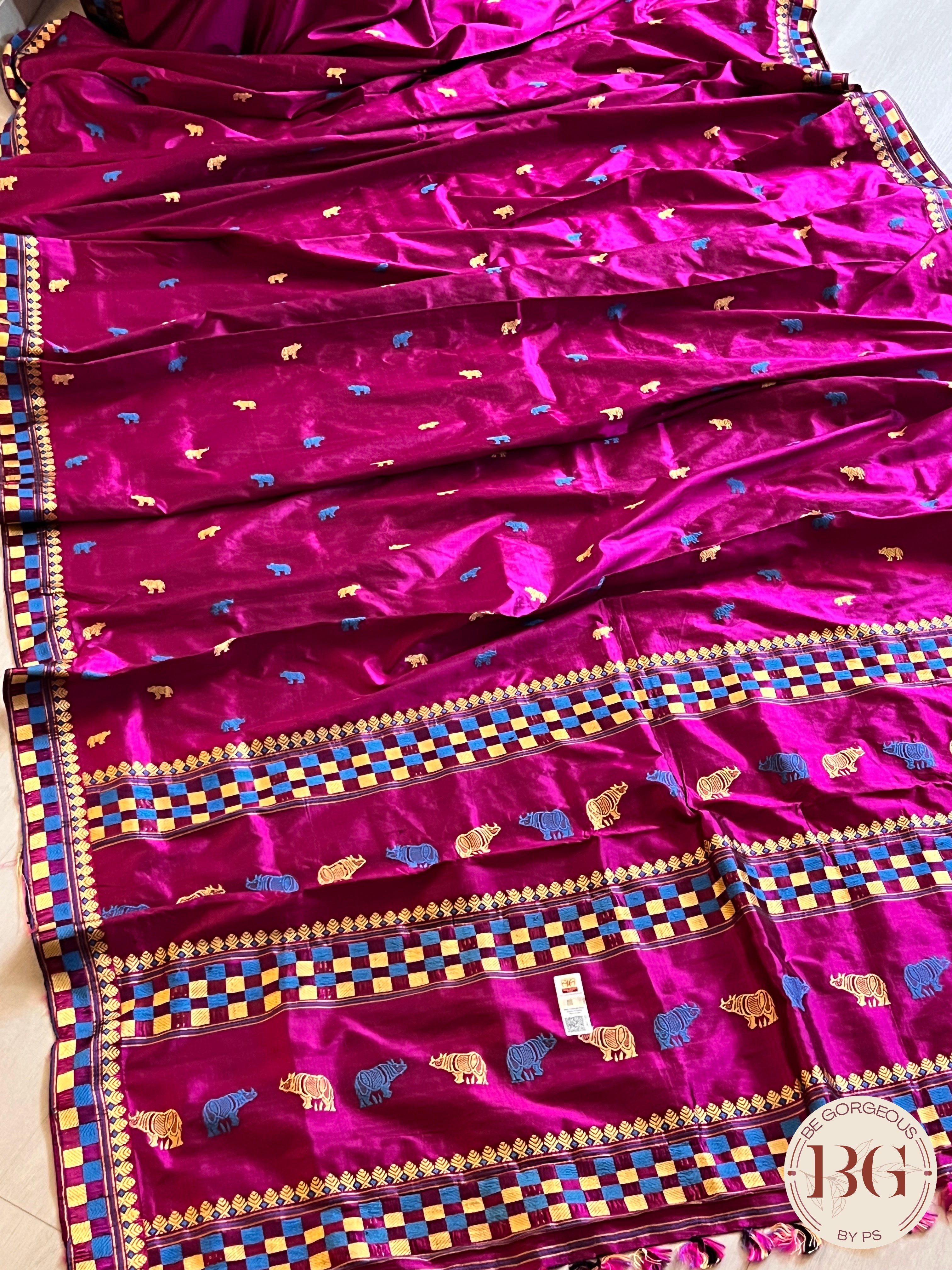 Assam Silk Saree Saree PURPLE