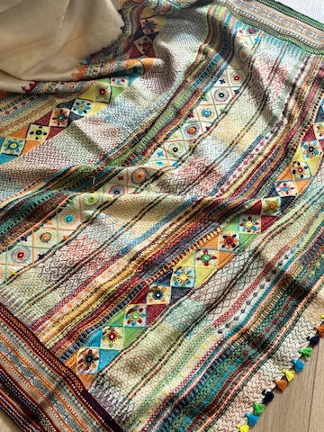 Lambani Hand Embroidered Vidharba Tussar Saree