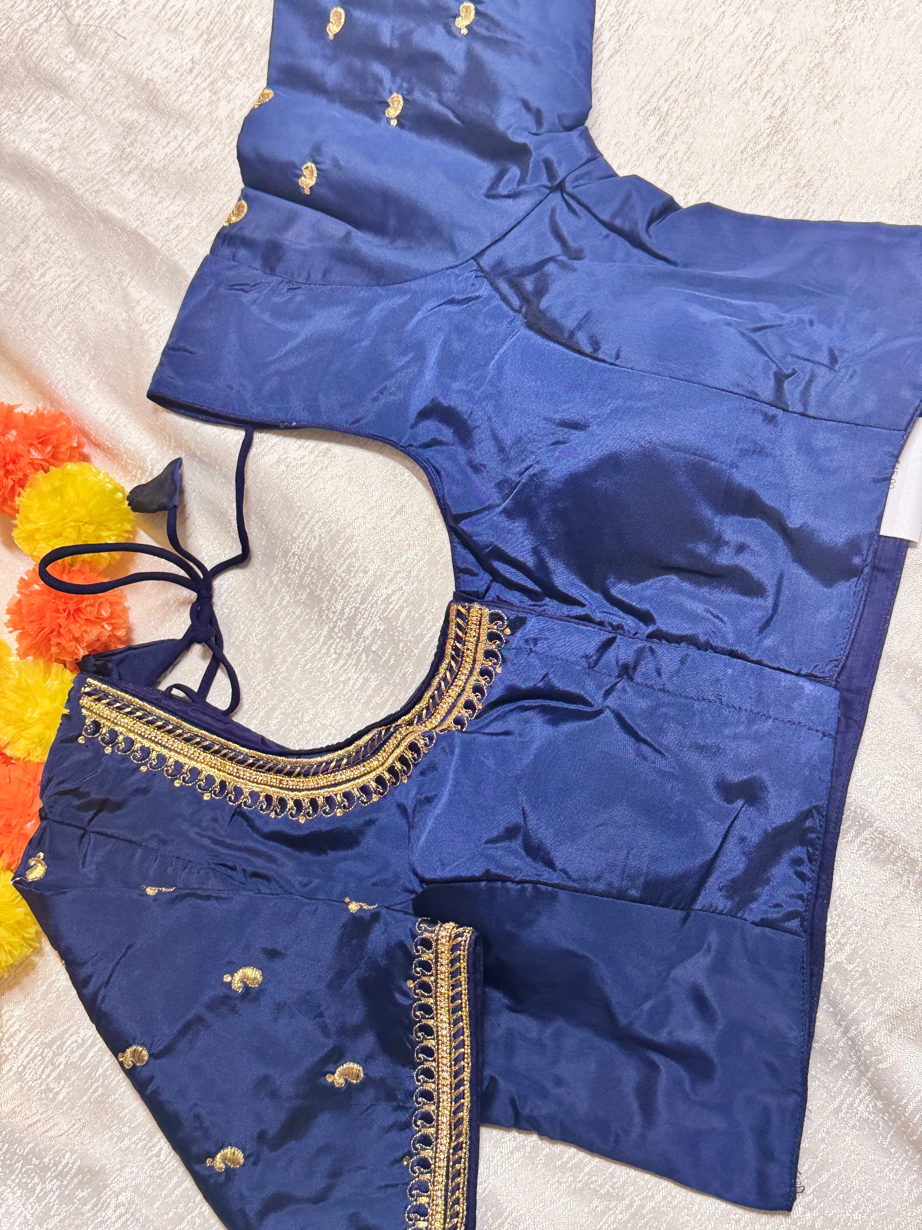 Maggam Work Readymade Padded Blouse front hooks with sleeves
