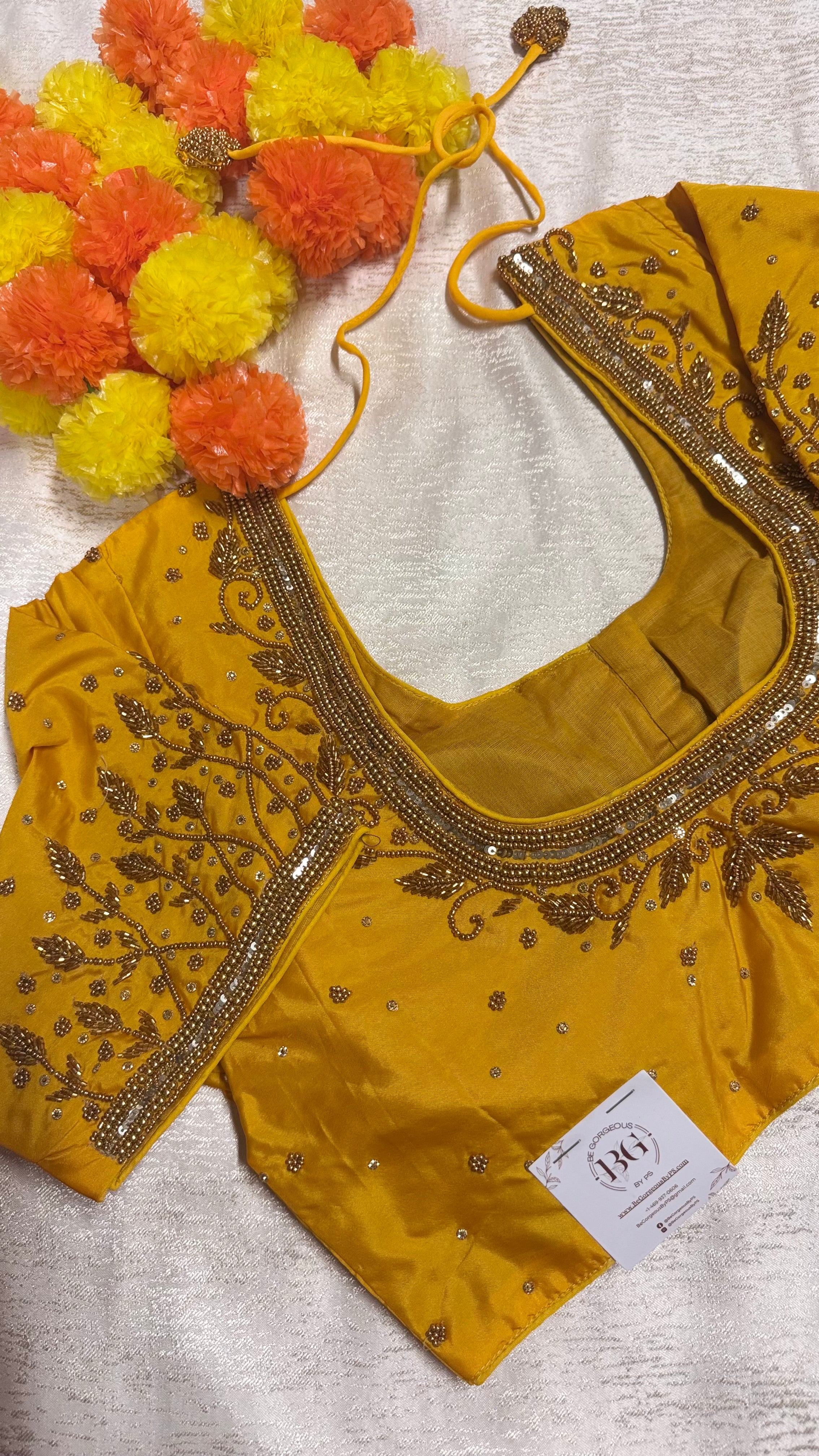 Maggam Work Readymade Padded Blouse front hooks with sleeves