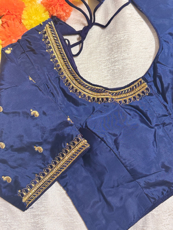 Maggam Work Readymade Padded Blouse front hooks with sleeves