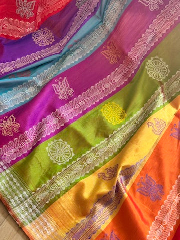 Odisha Double Berhampuri Pure Silk Handloom Saree - off white