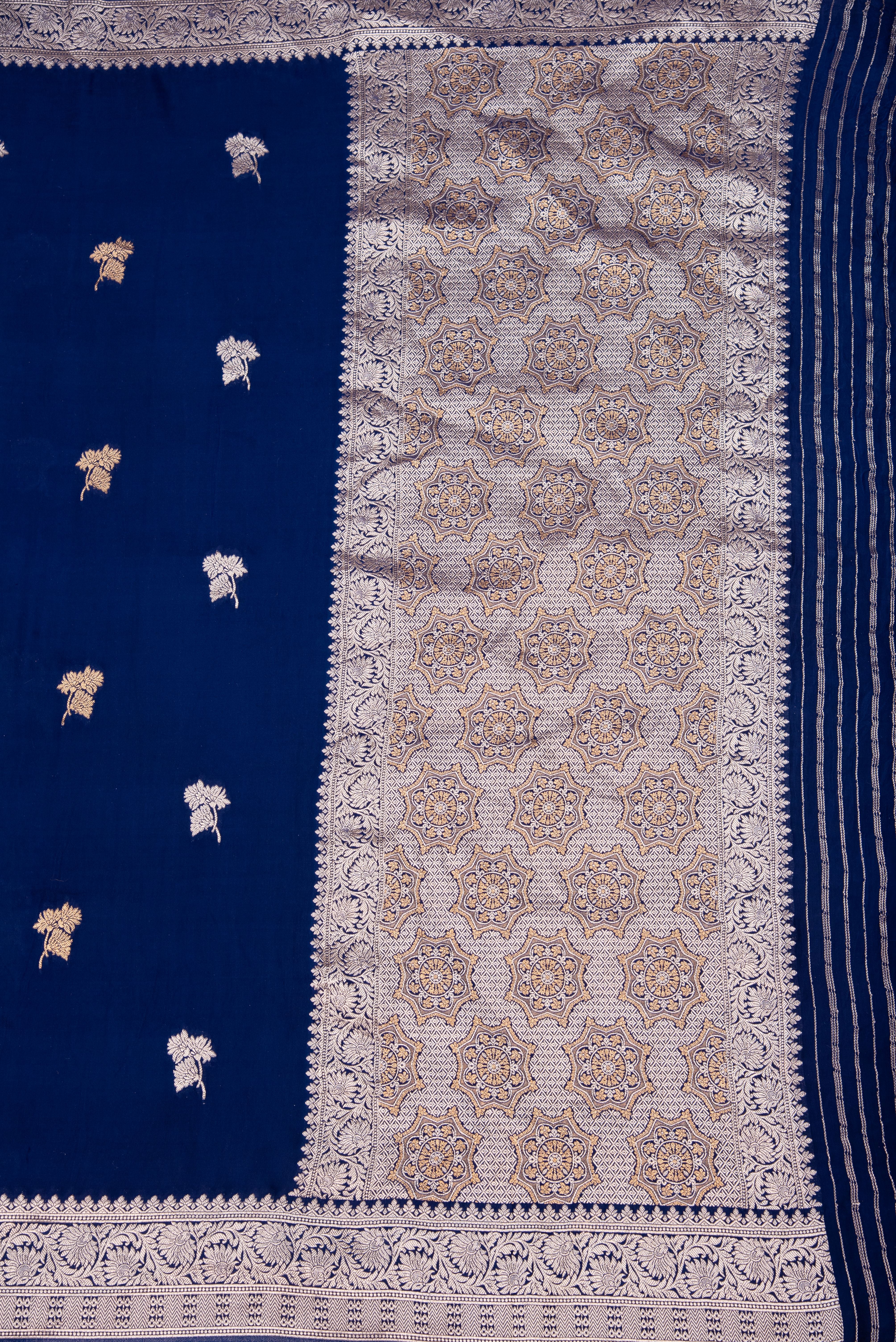 Mashru Silk with weaving - royal blue