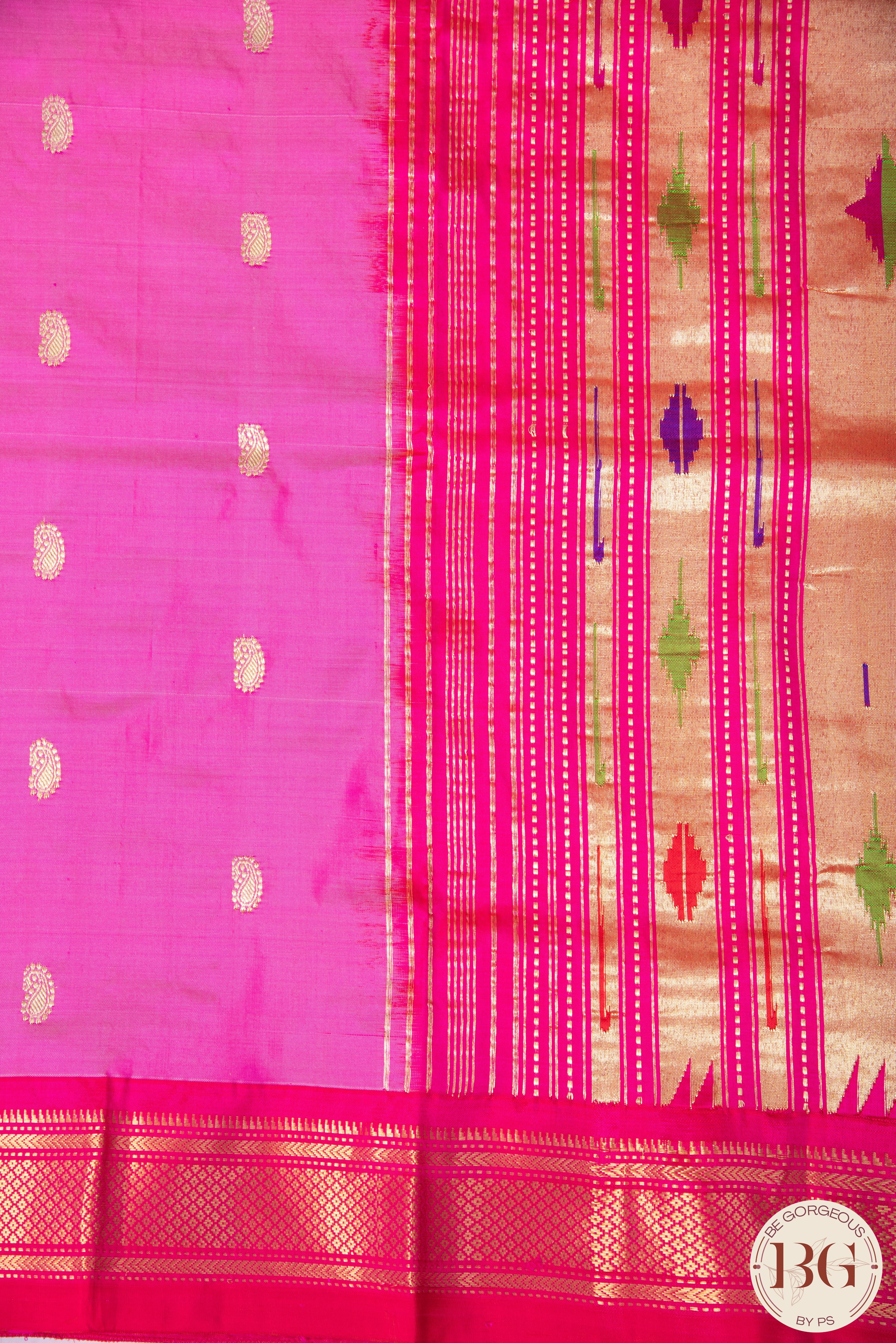 Traditional Paithani pure silk saree - pinkish purple