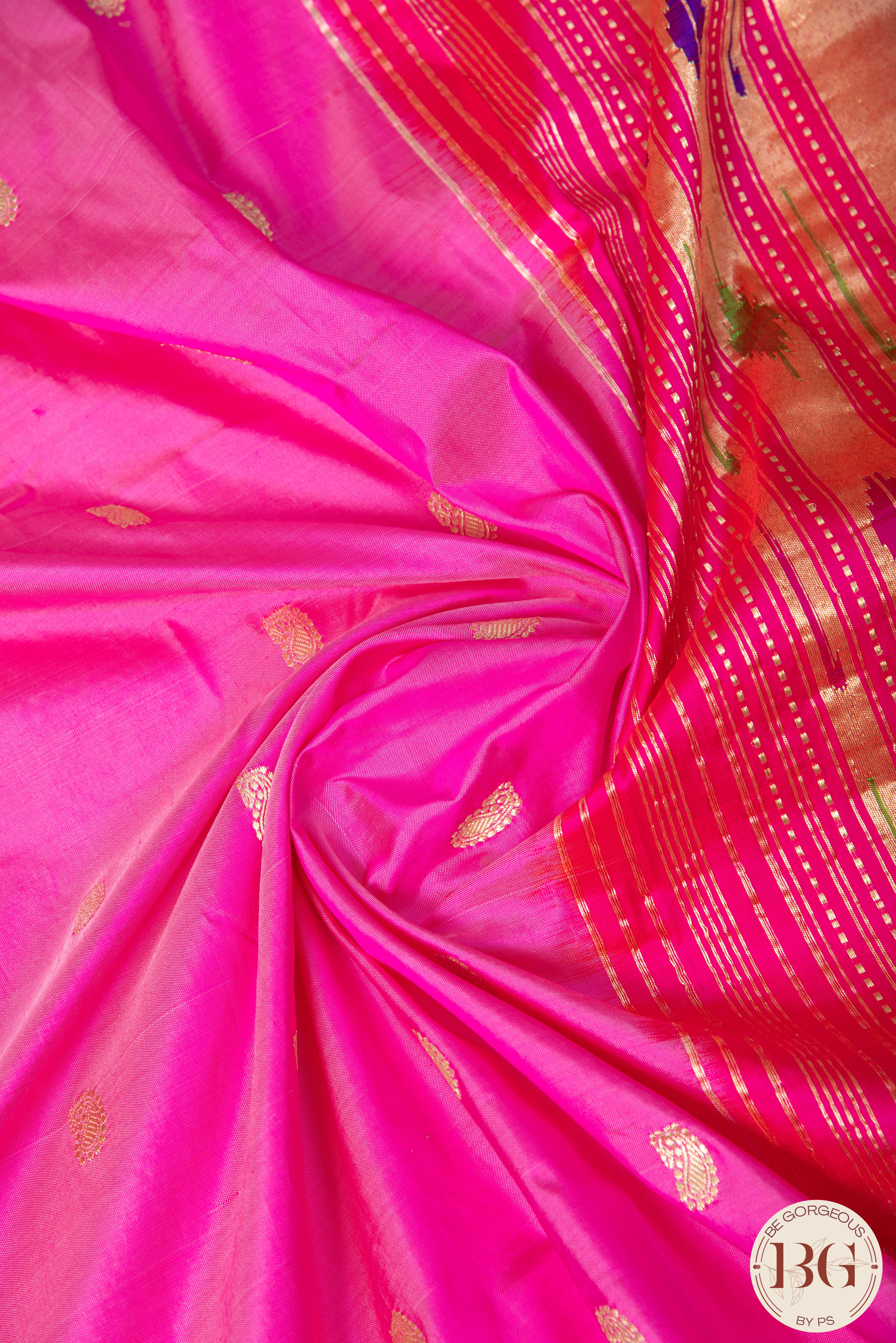 Traditional Paithani pure silk saree - pinkish purple