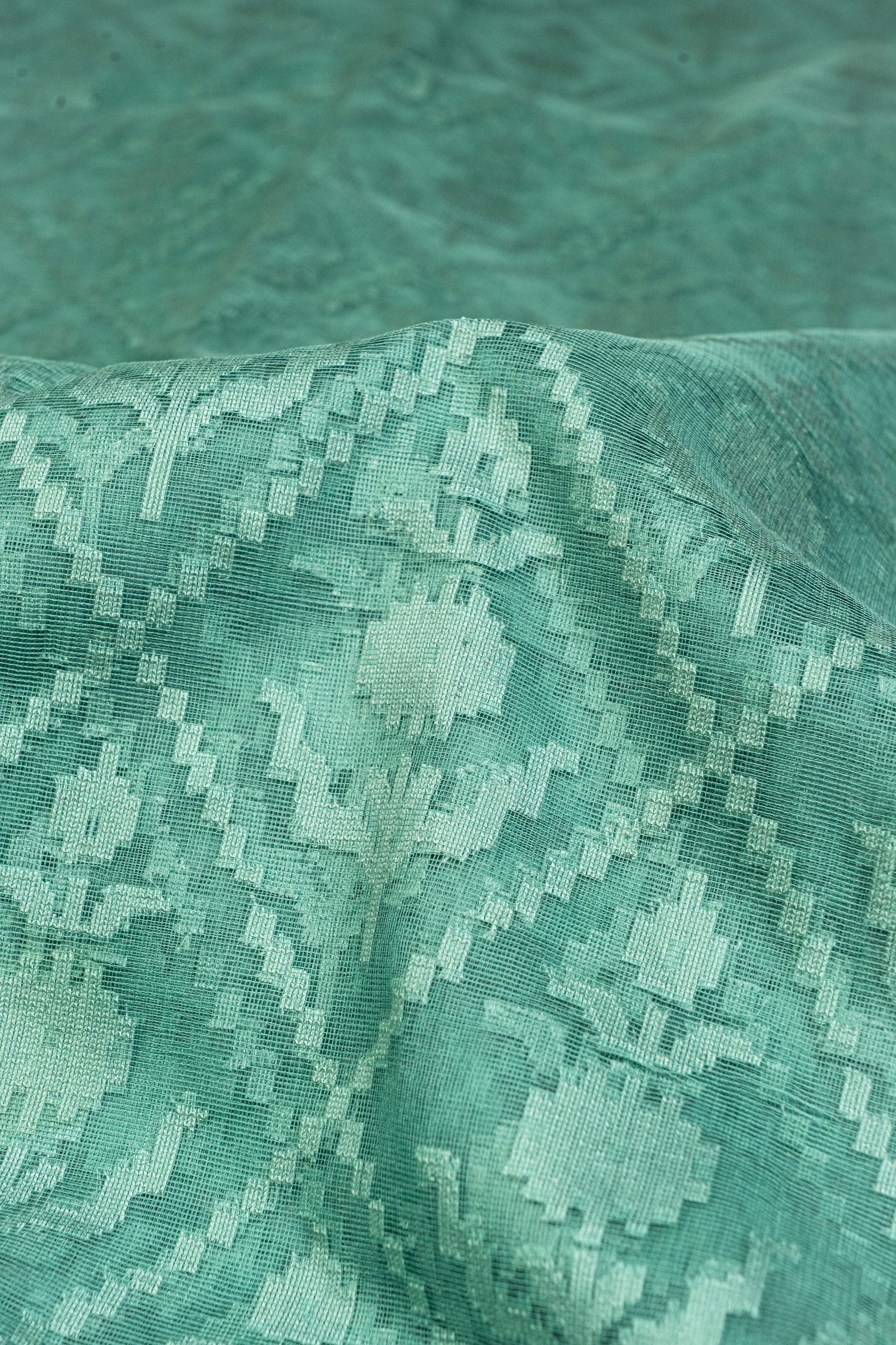 Banarasi Net Jamdani Saree - sea green