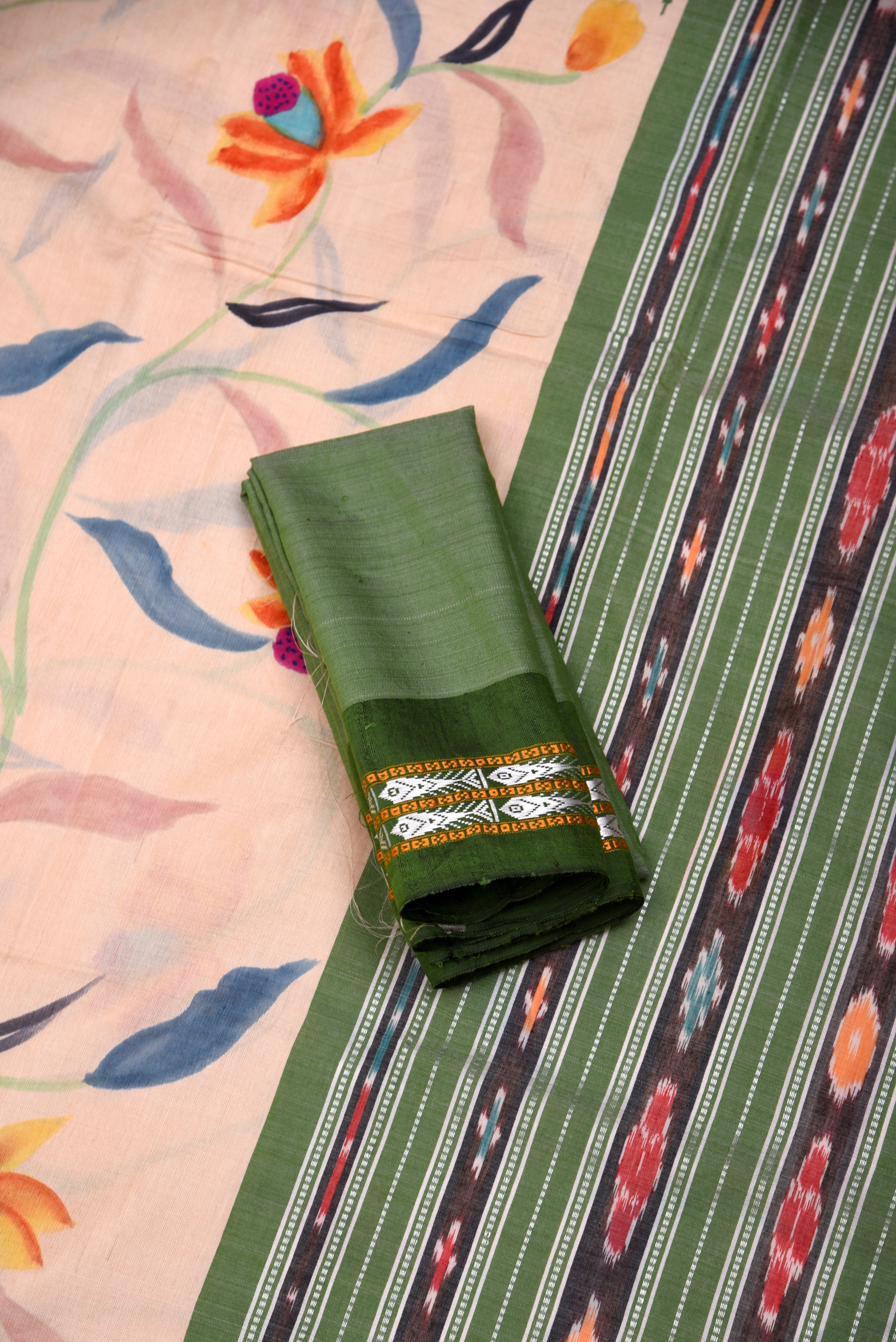 Raw Silk handloom printed saree