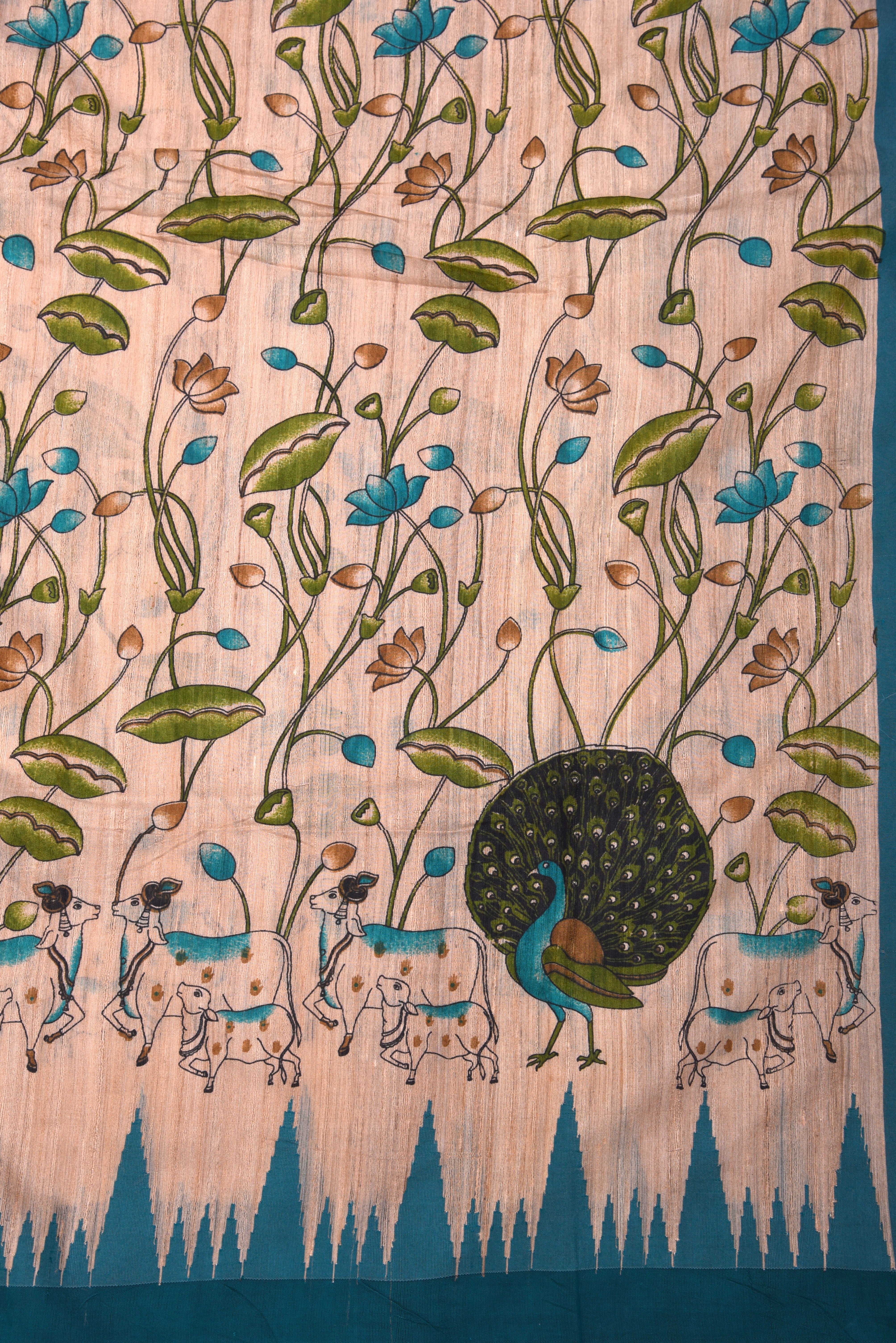 Raw Silk handloom printed saree