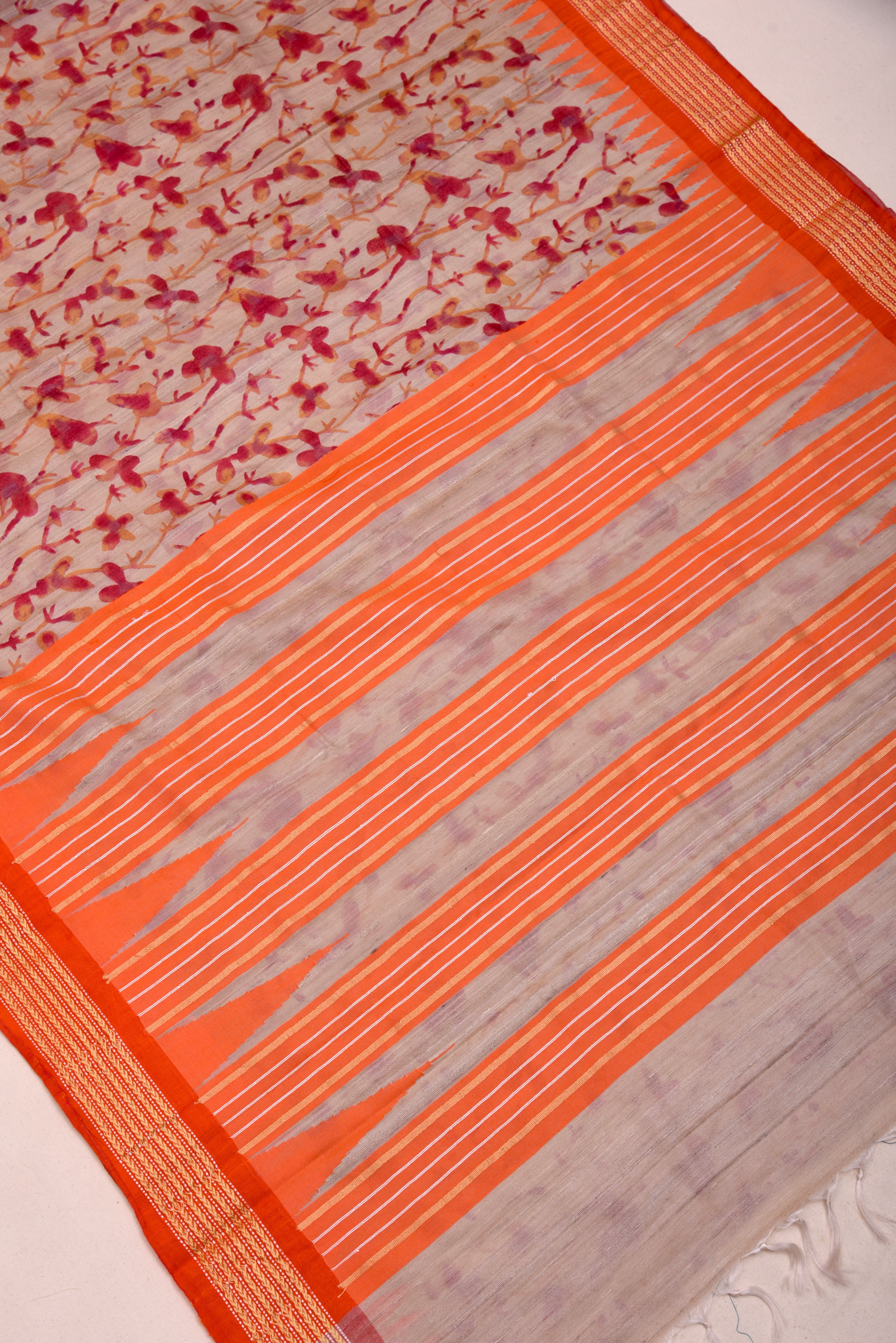 Raw Silk handloom printed saree