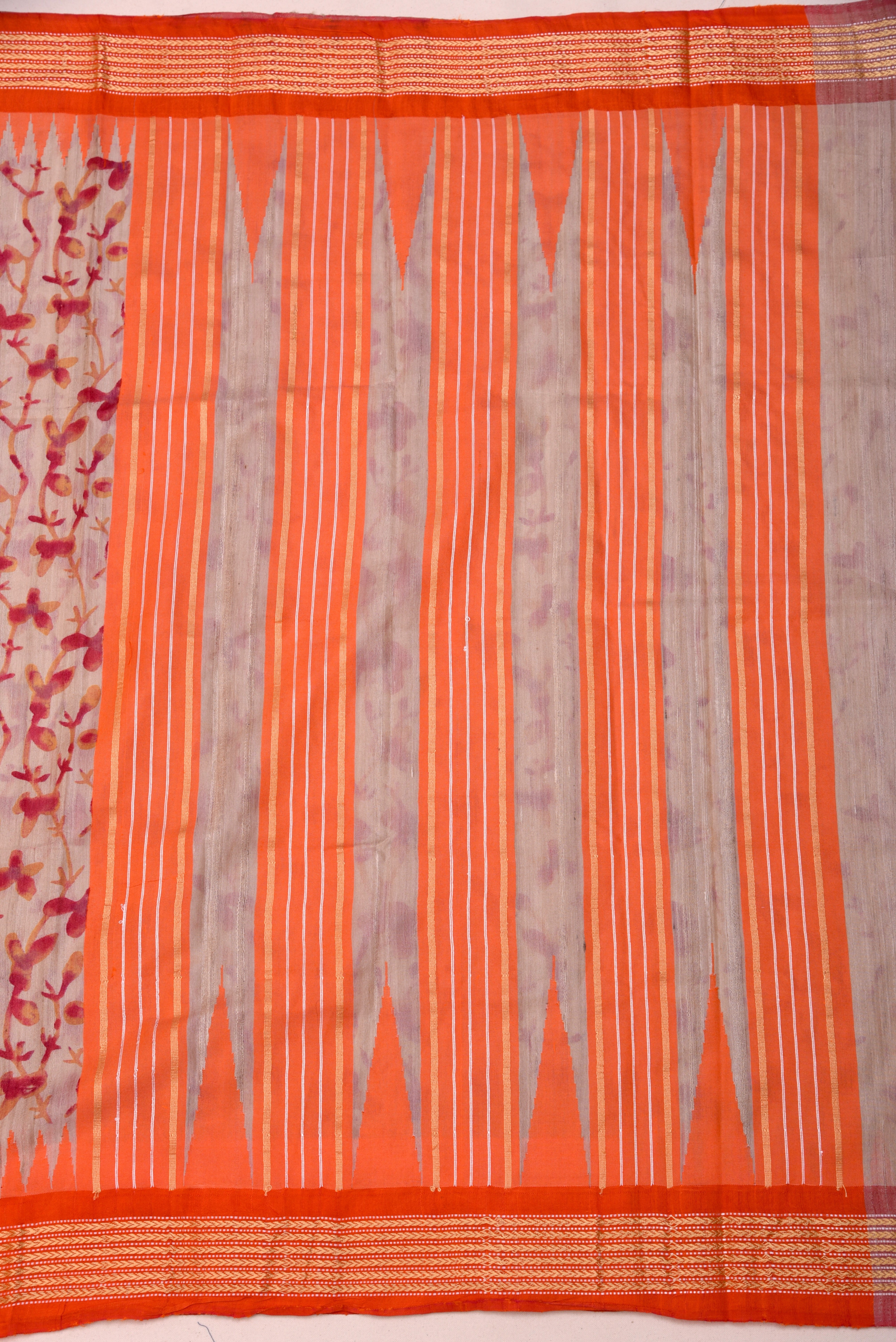 Raw Silk handloom printed saree