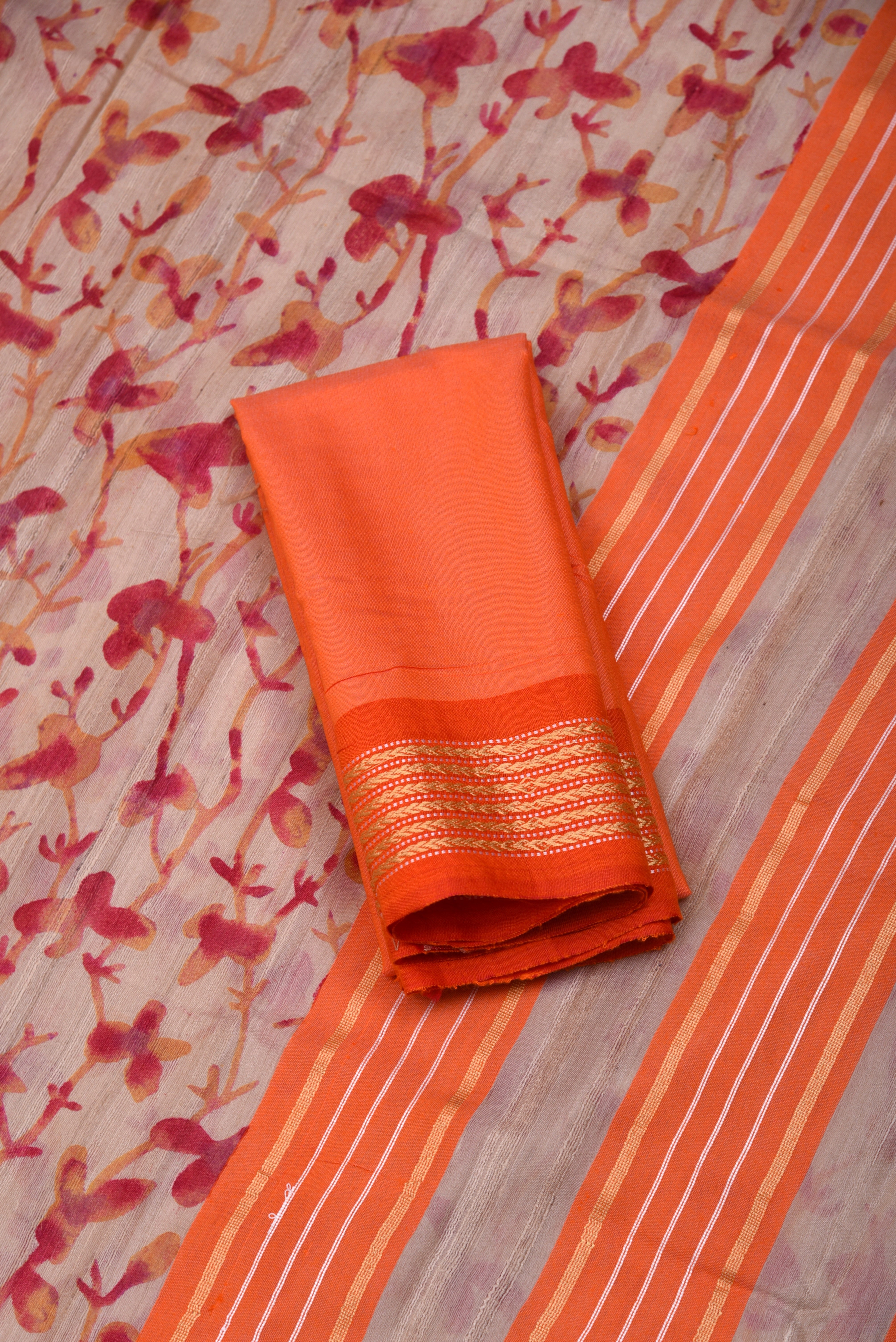 Raw Silk handloom printed saree