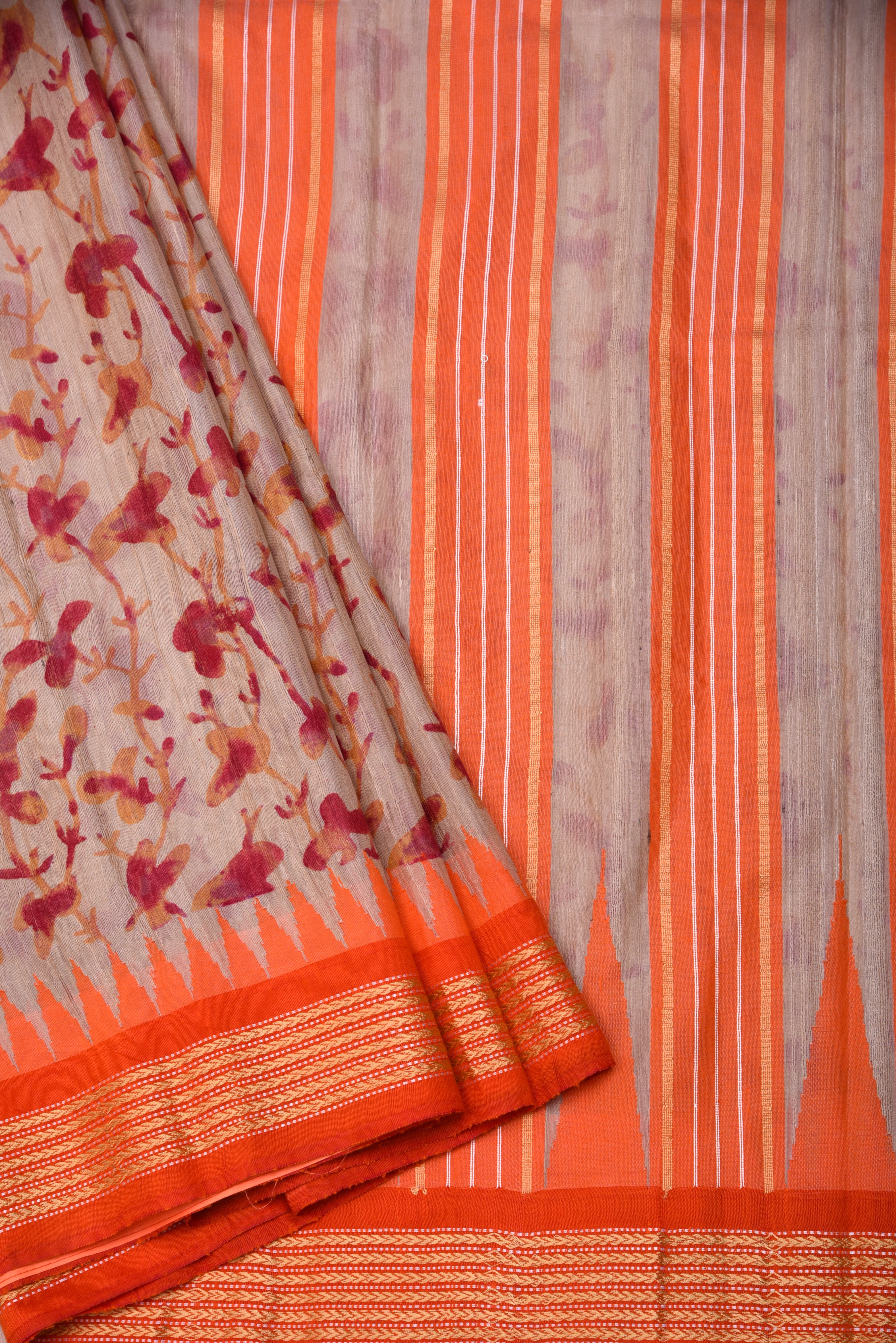 Raw Silk handloom printed saree