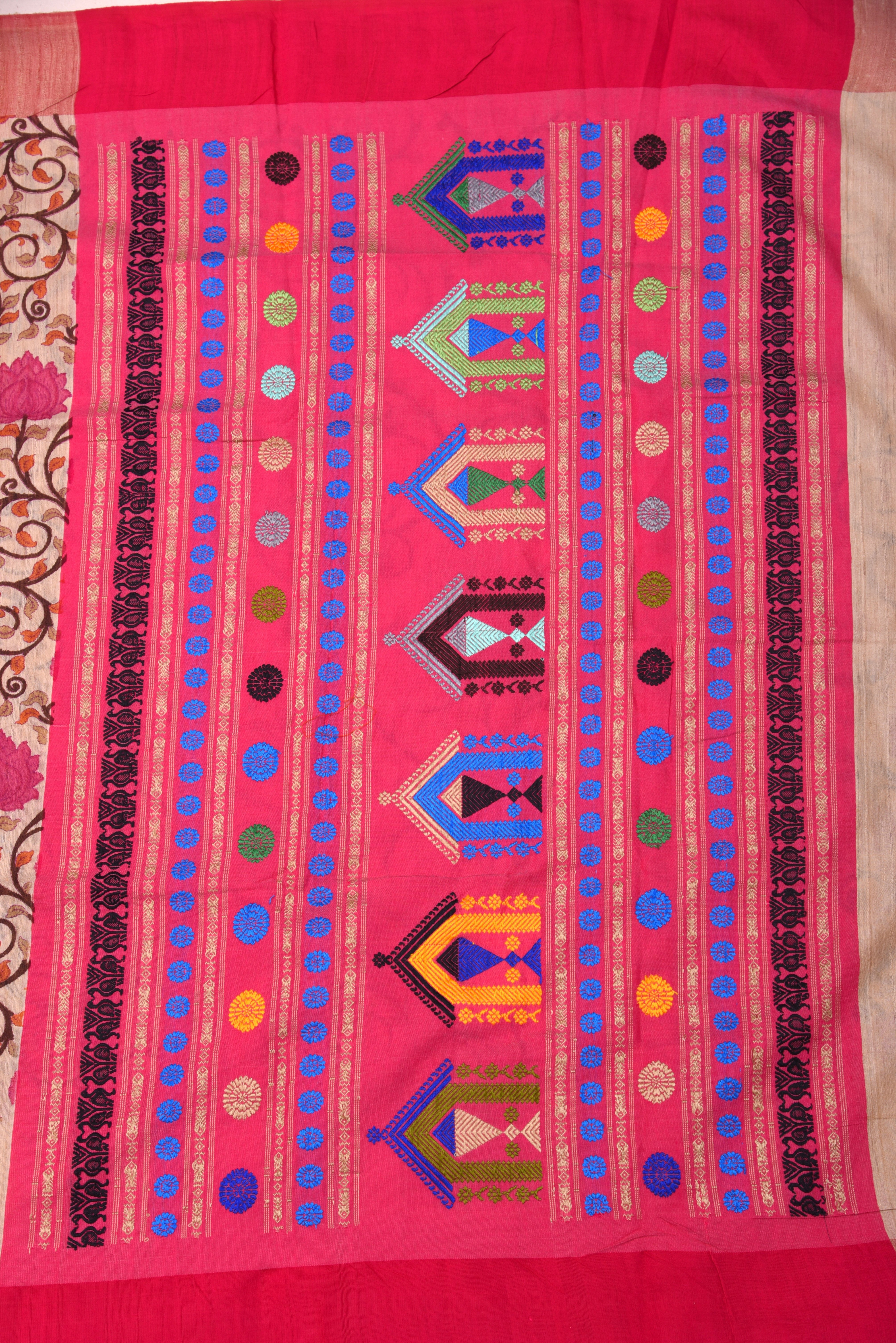 Raw Silk handloom printed saree