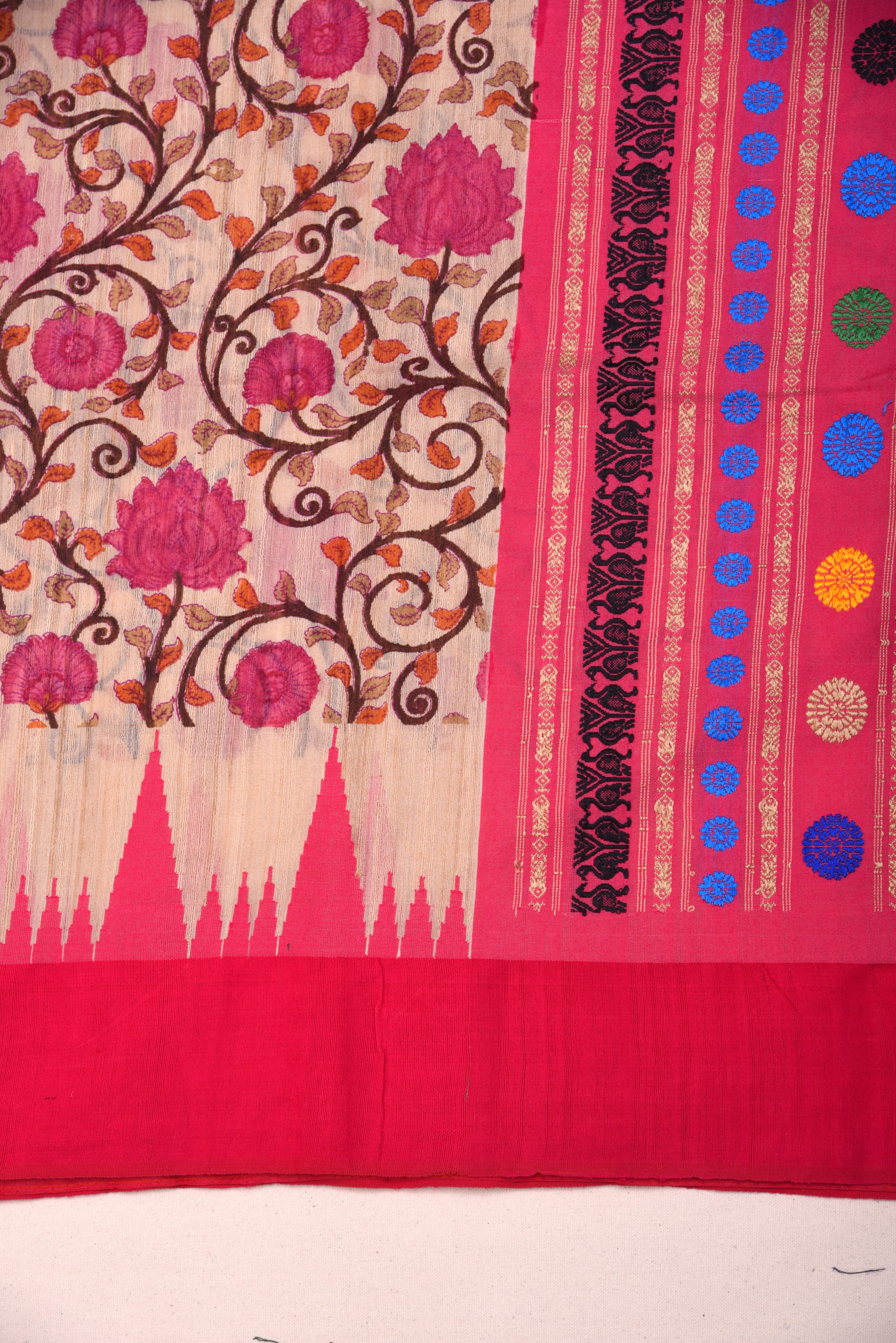 Raw Silk handloom printed saree