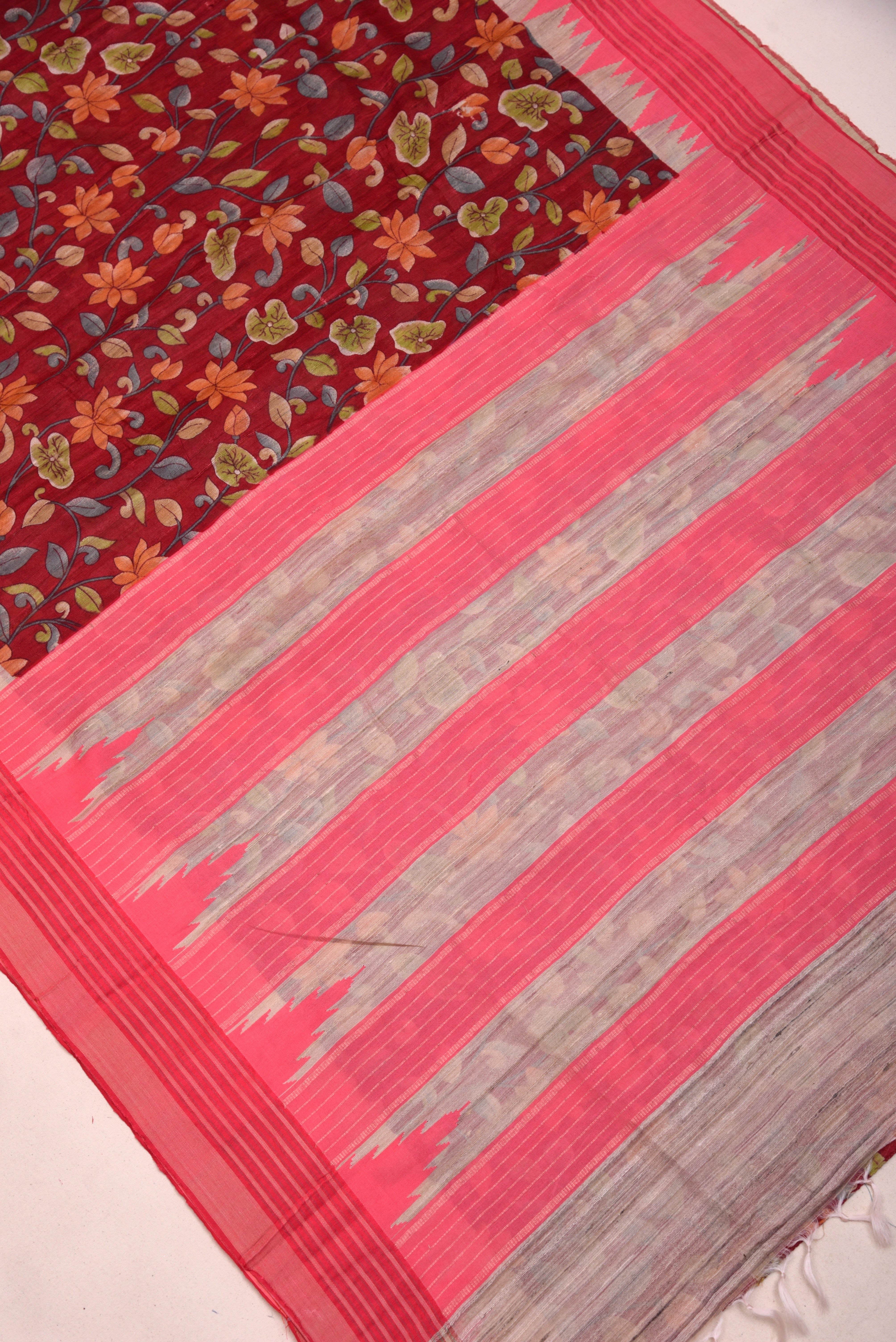 Raw Silk handloom printed saree