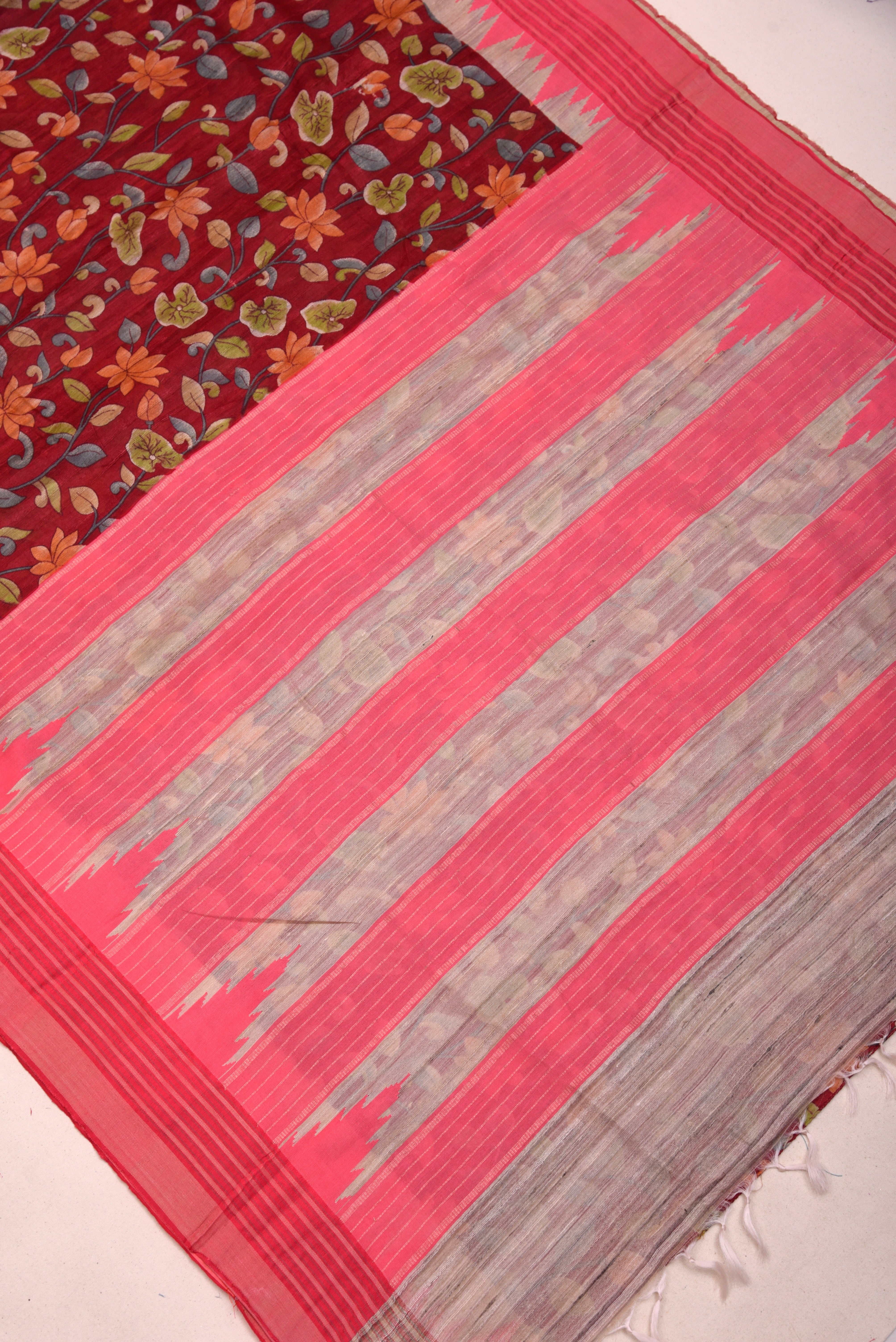 Raw Silk handloom printed saree