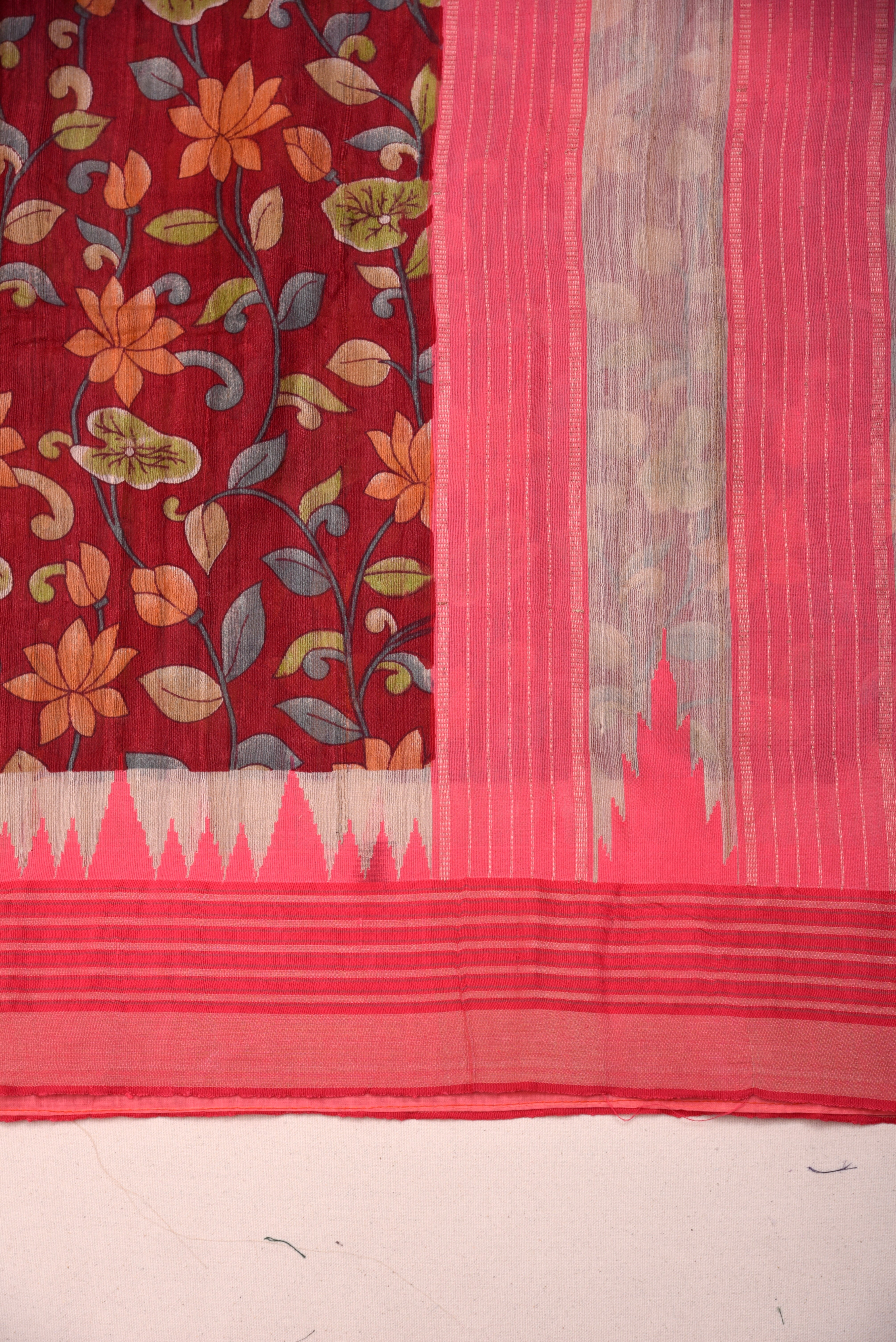 Raw Silk handloom printed saree