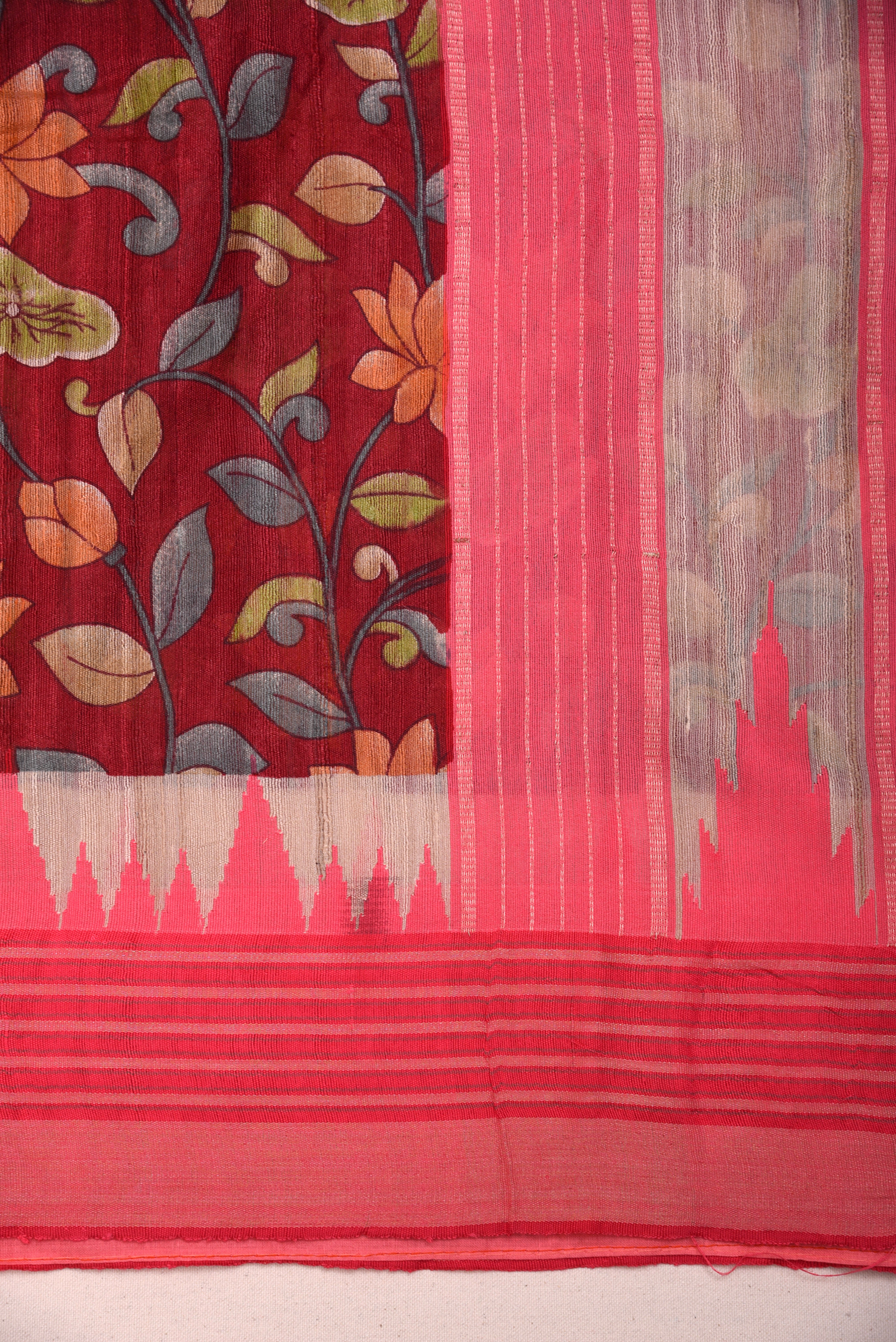 Raw Silk handloom printed saree