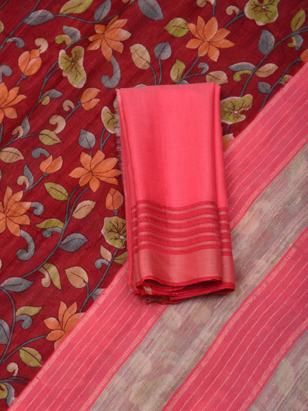 Raw Silk handloom printed saree