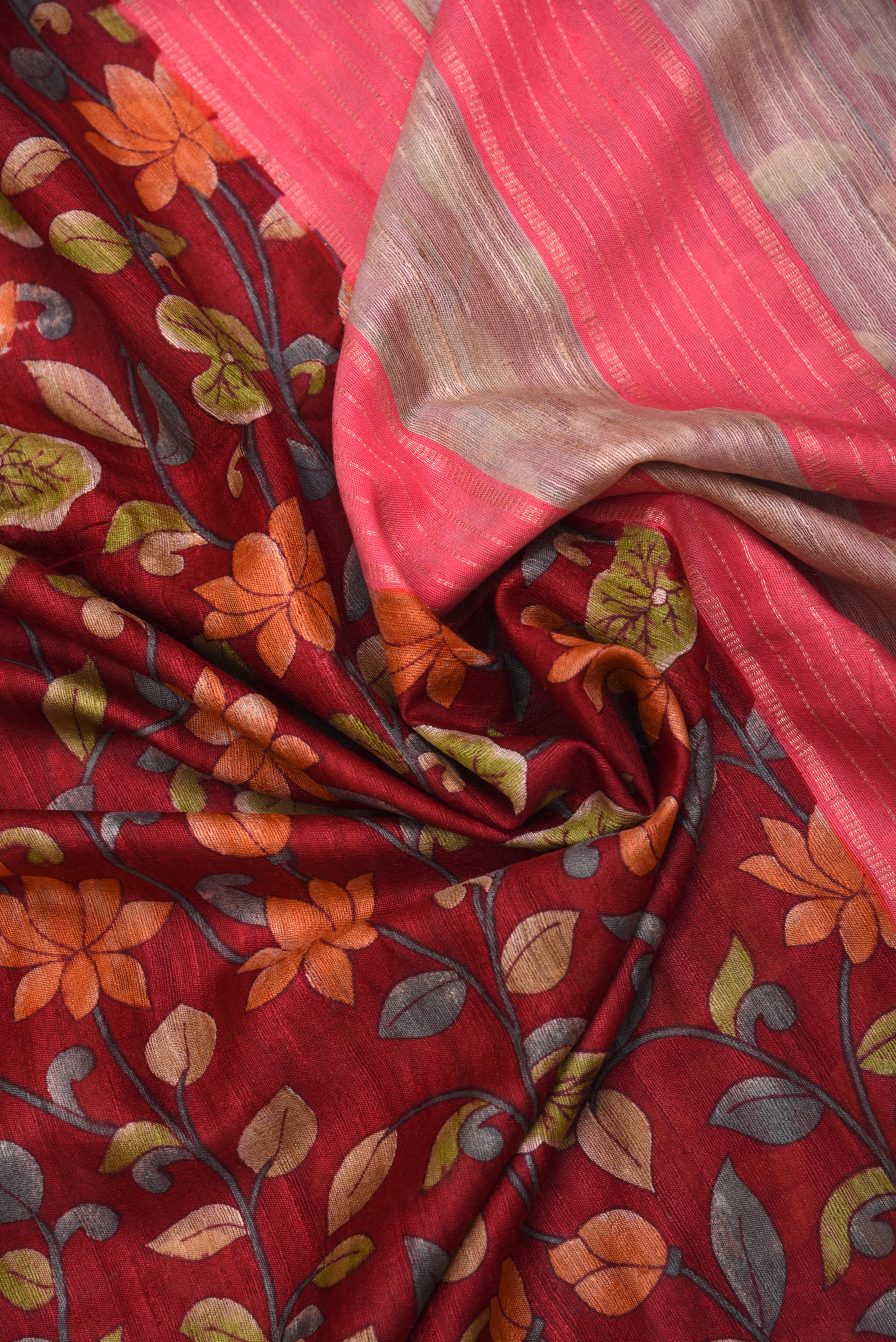 Raw Silk handloom printed saree