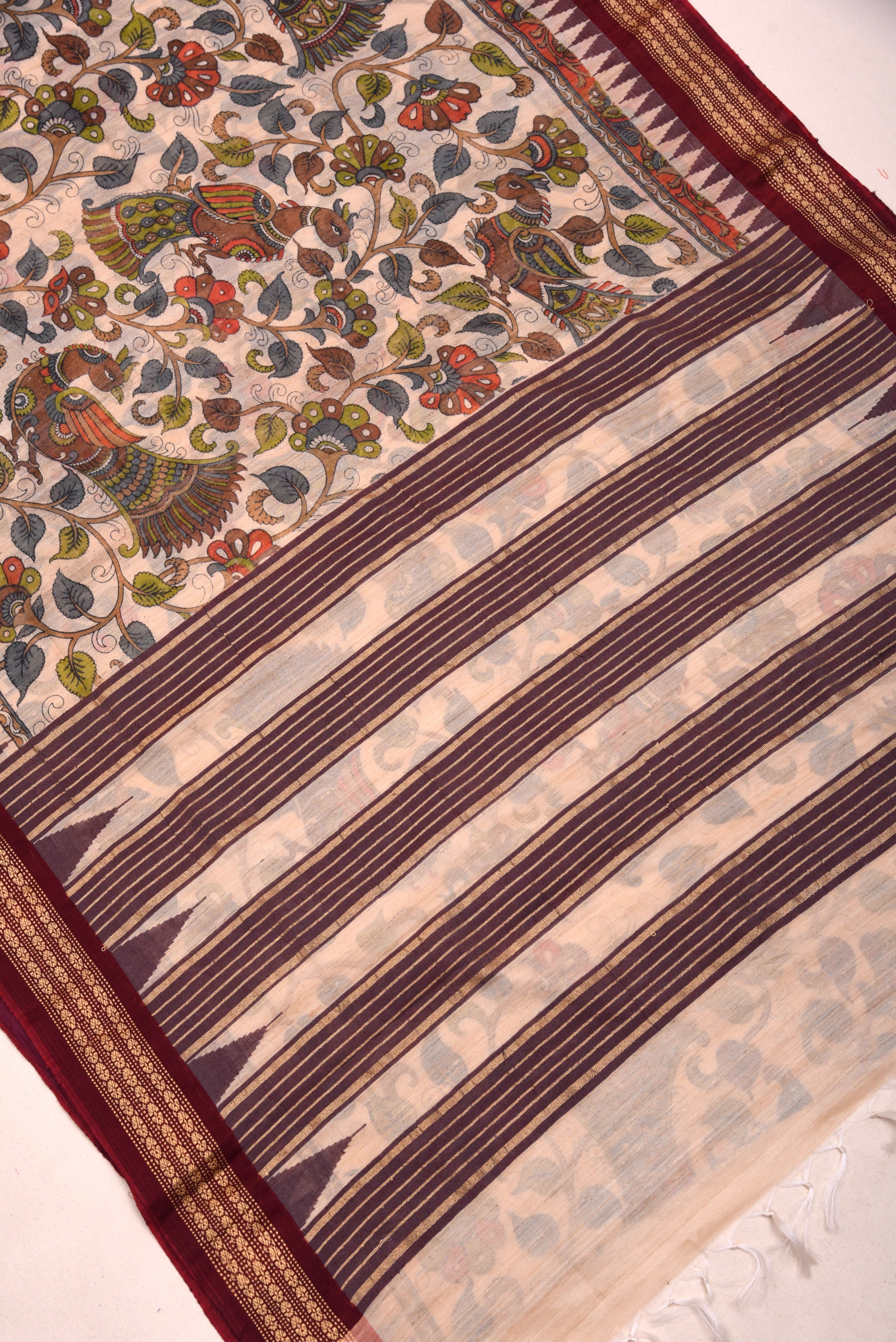 Raw Silk handloom printed saree