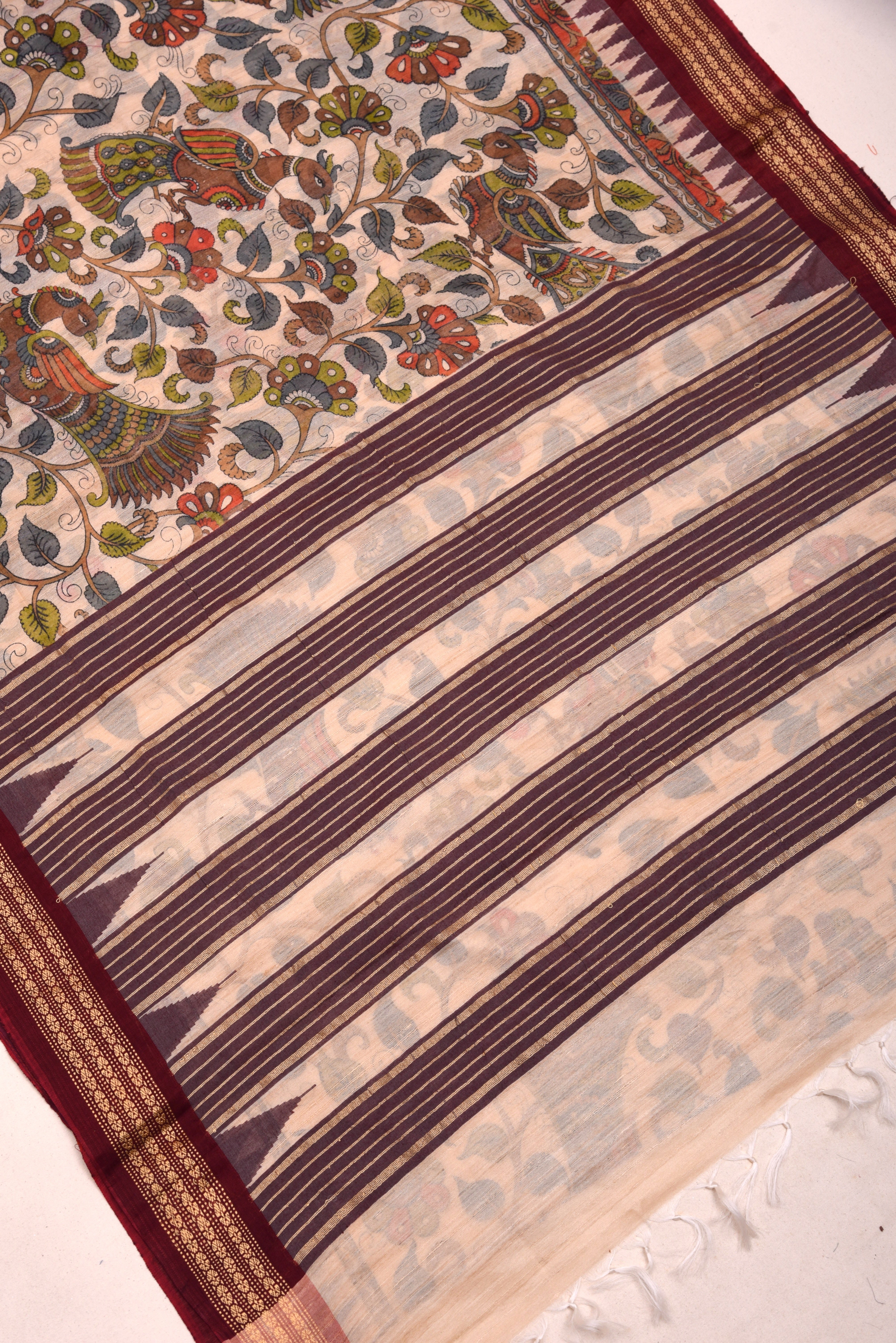 Raw Silk handloom printed saree