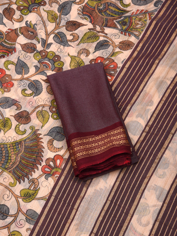 Raw Silk handloom printed saree