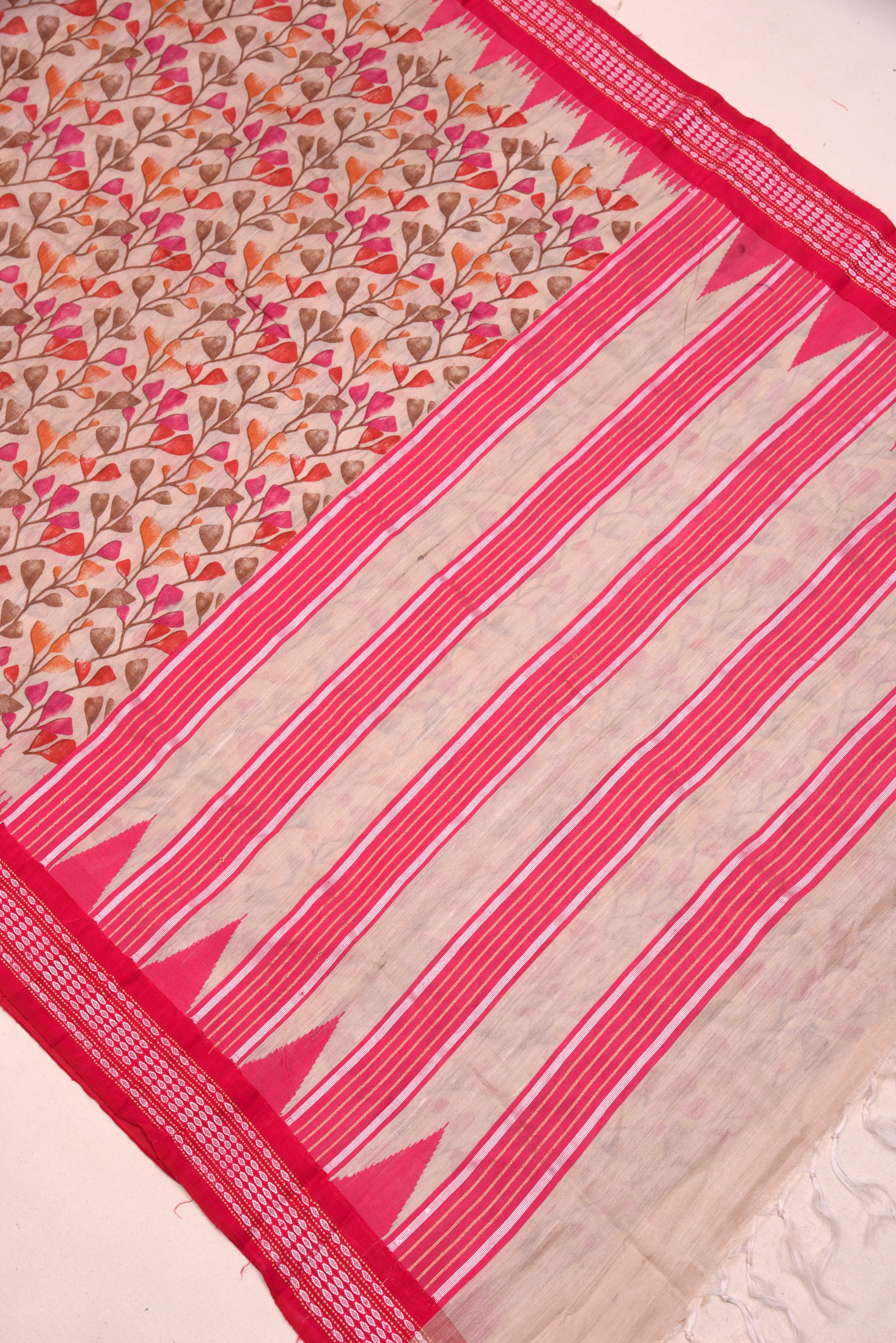 Raw Silk handloom printed saree