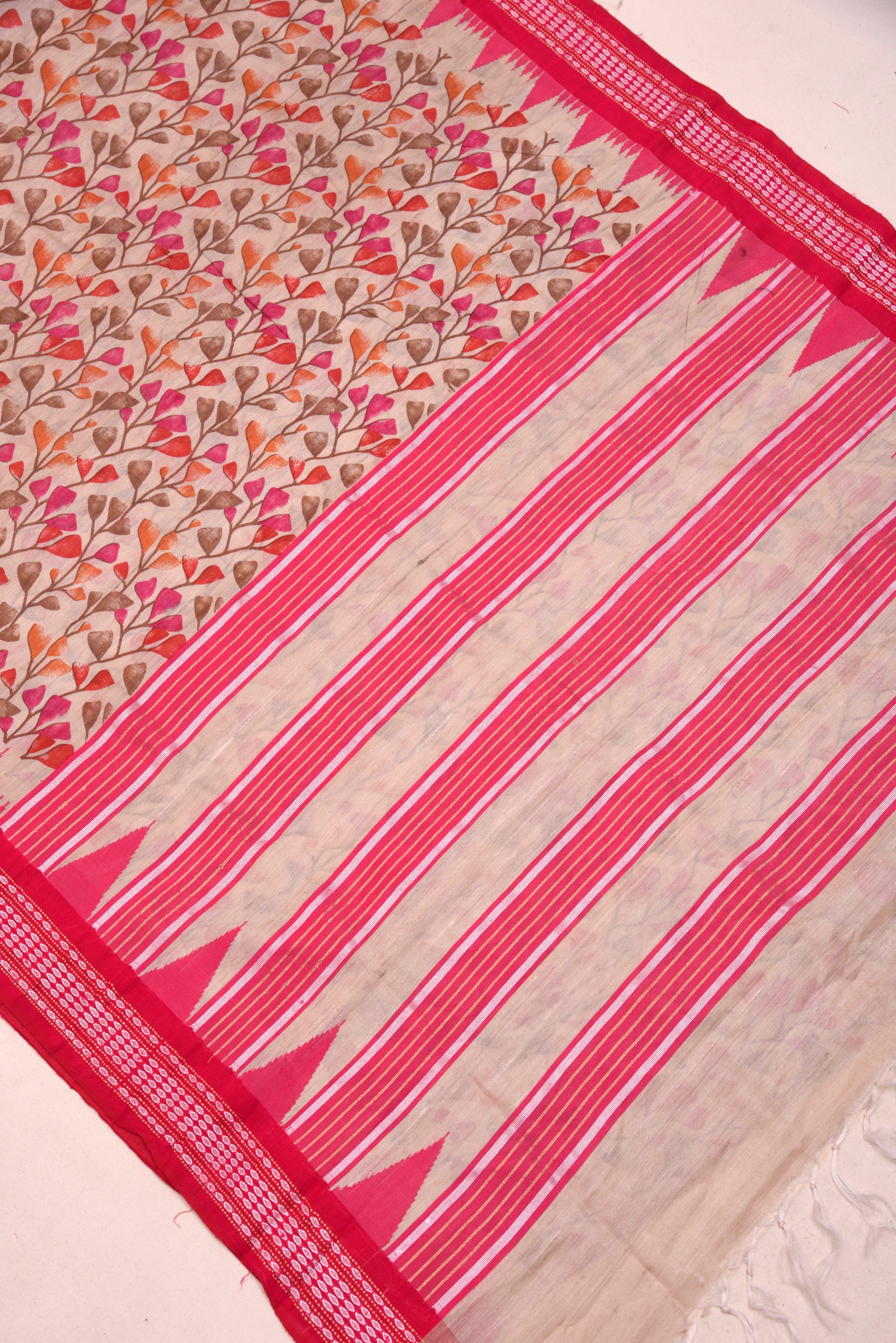 Raw Silk handloom printed saree