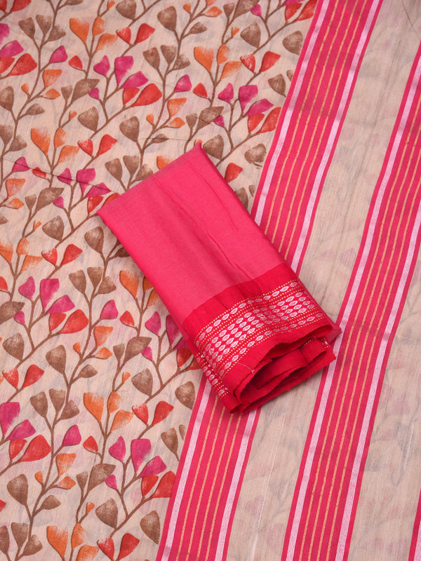 Raw Silk handloom printed saree