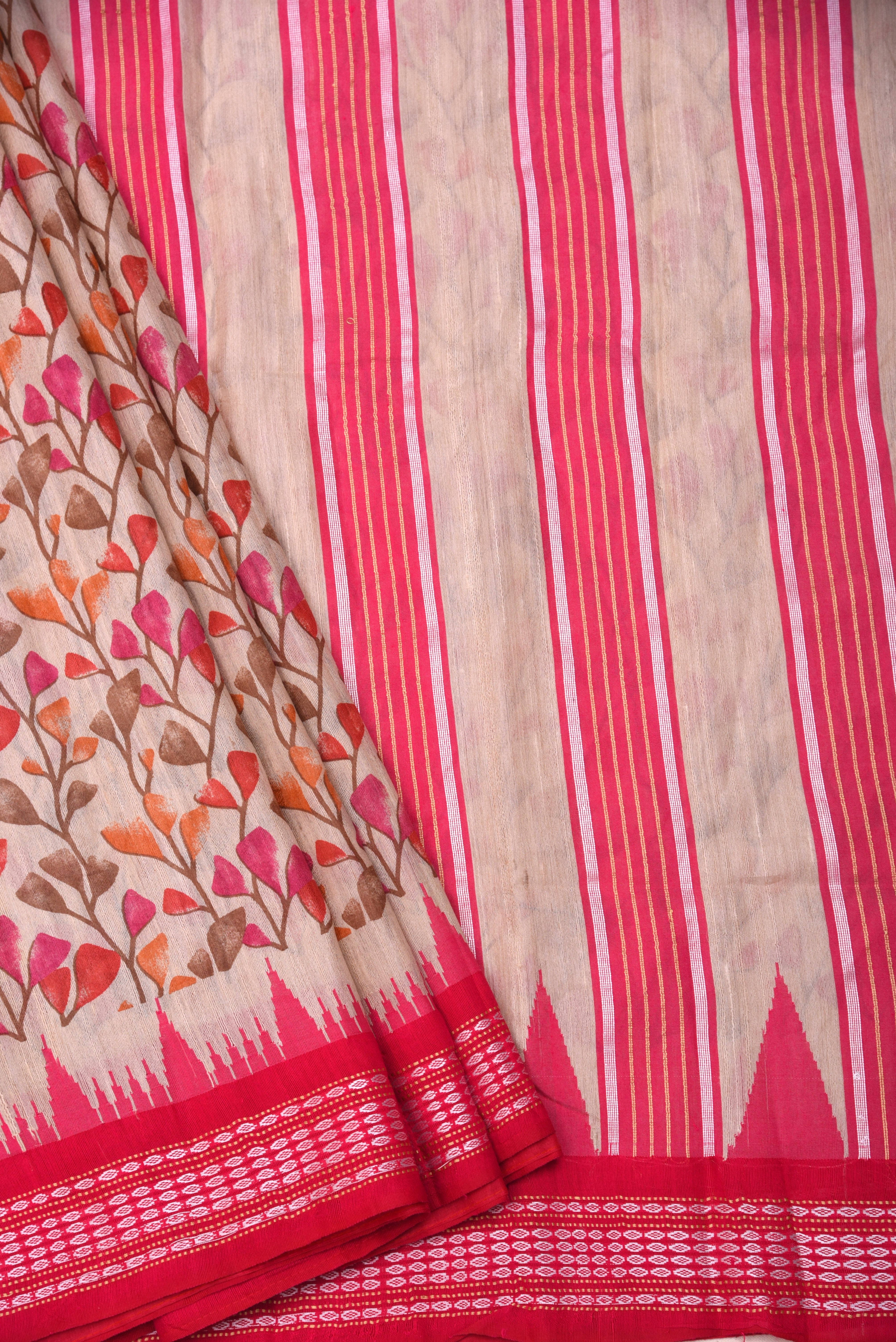 Raw Silk handloom printed saree