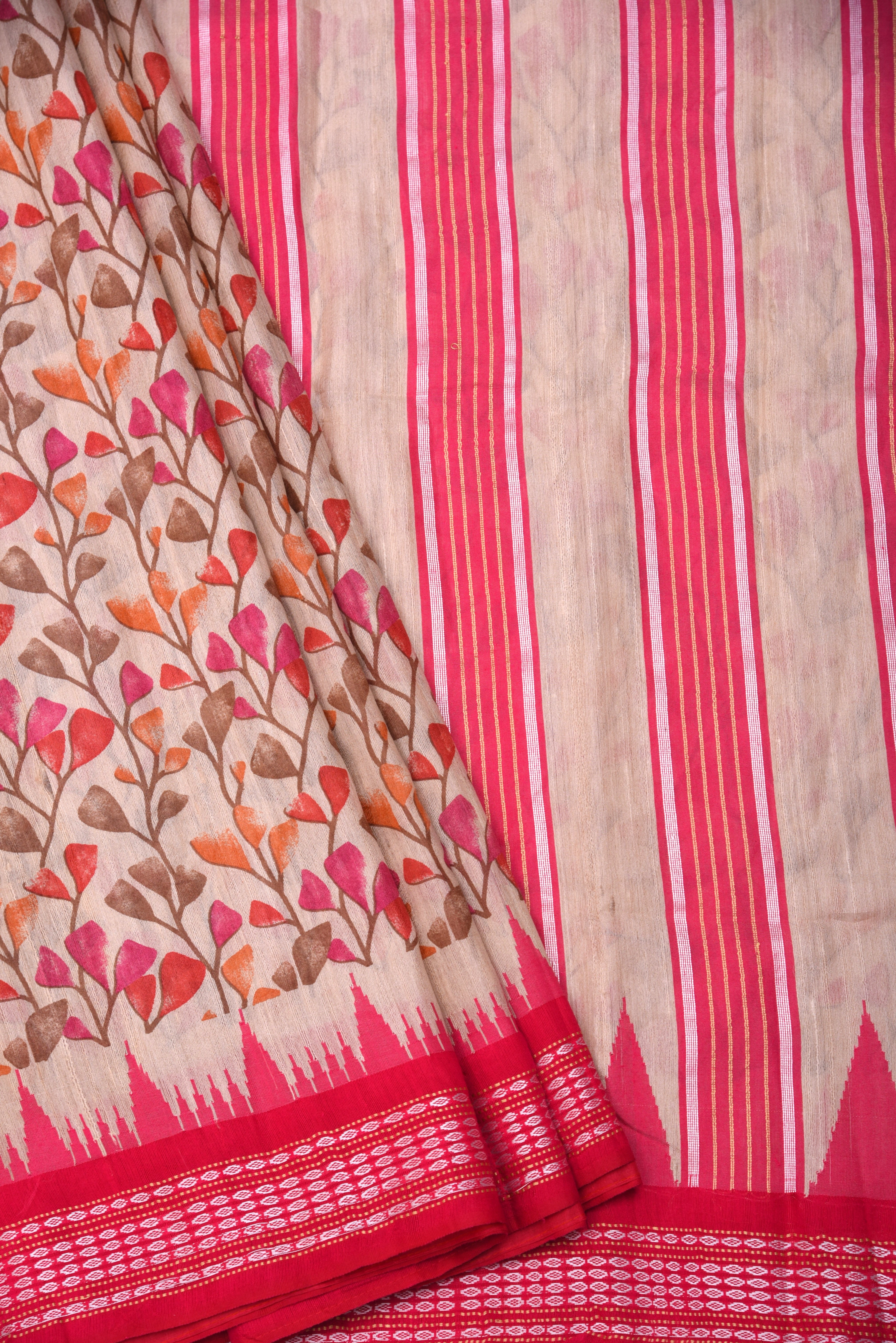 Raw Silk handloom printed saree