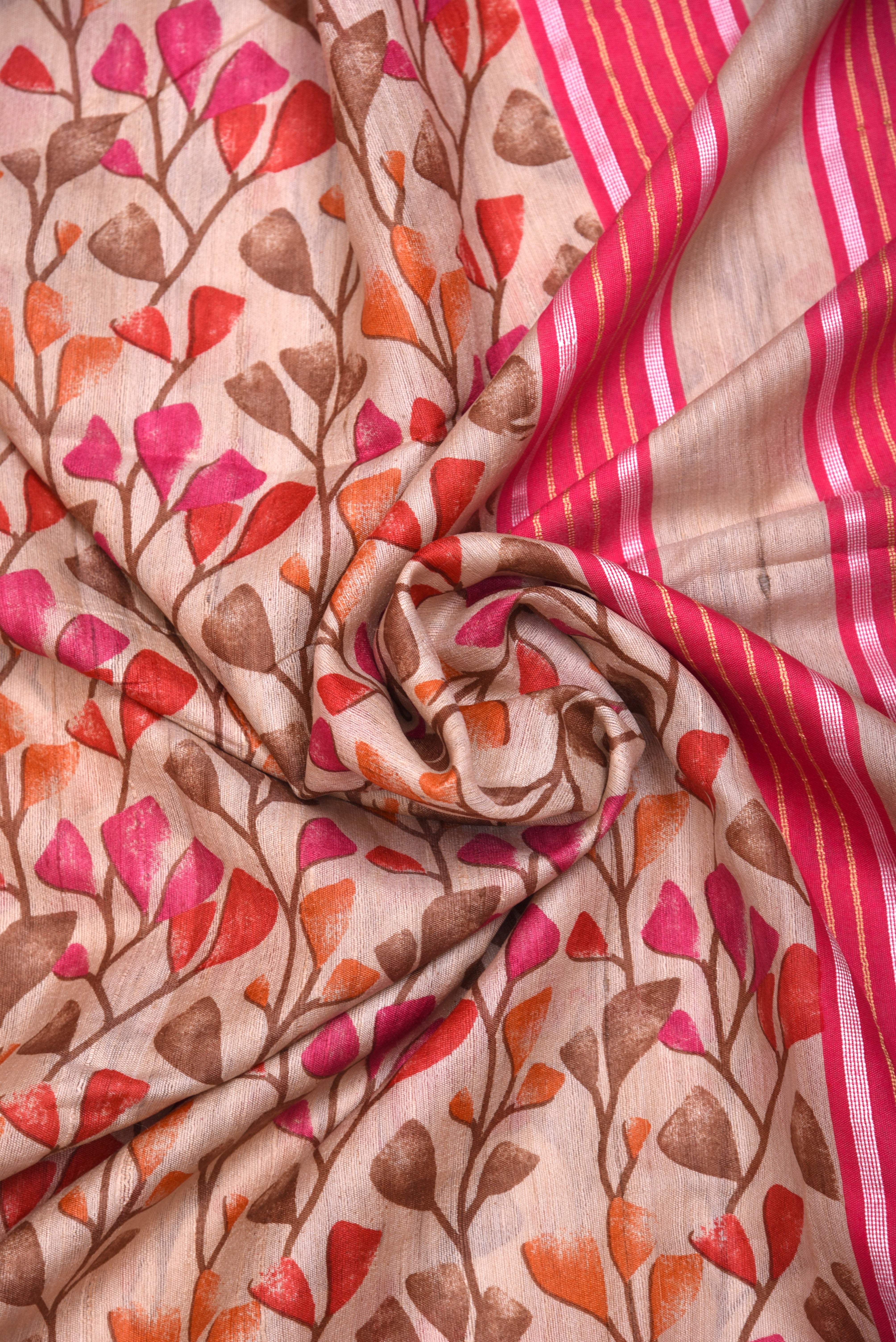 Raw Silk handloom printed saree