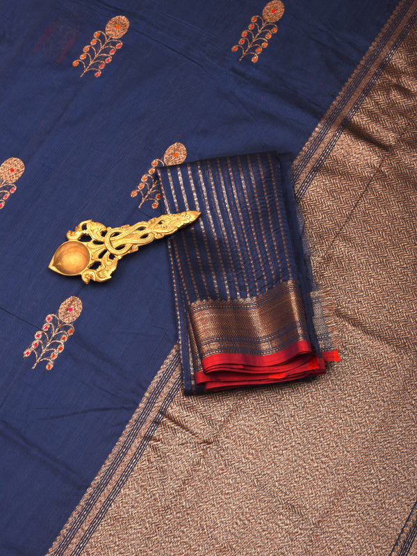 Chanderi Cotton Silk Saree with weaving
