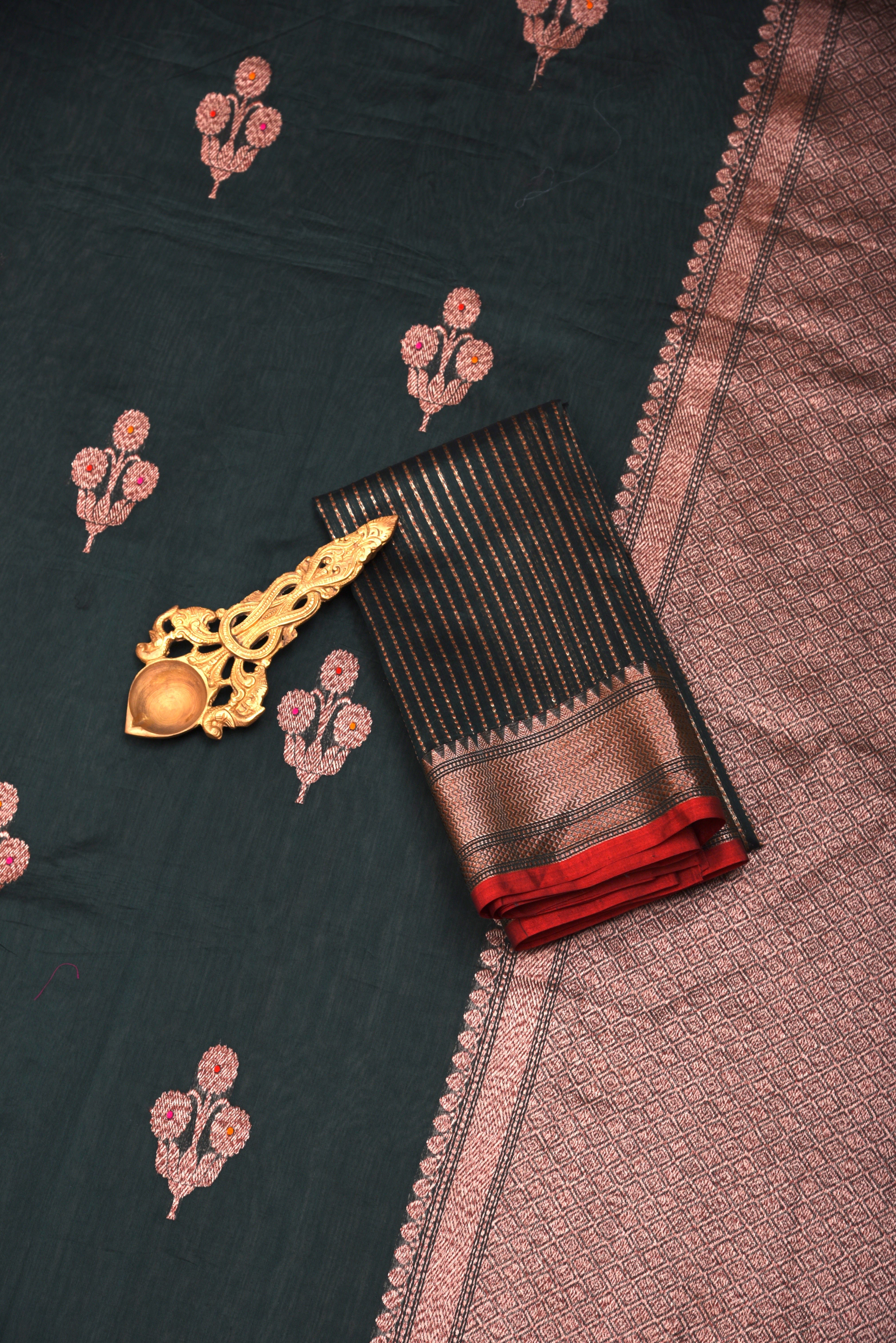Chanderi Cotton Silk Saree with weaving